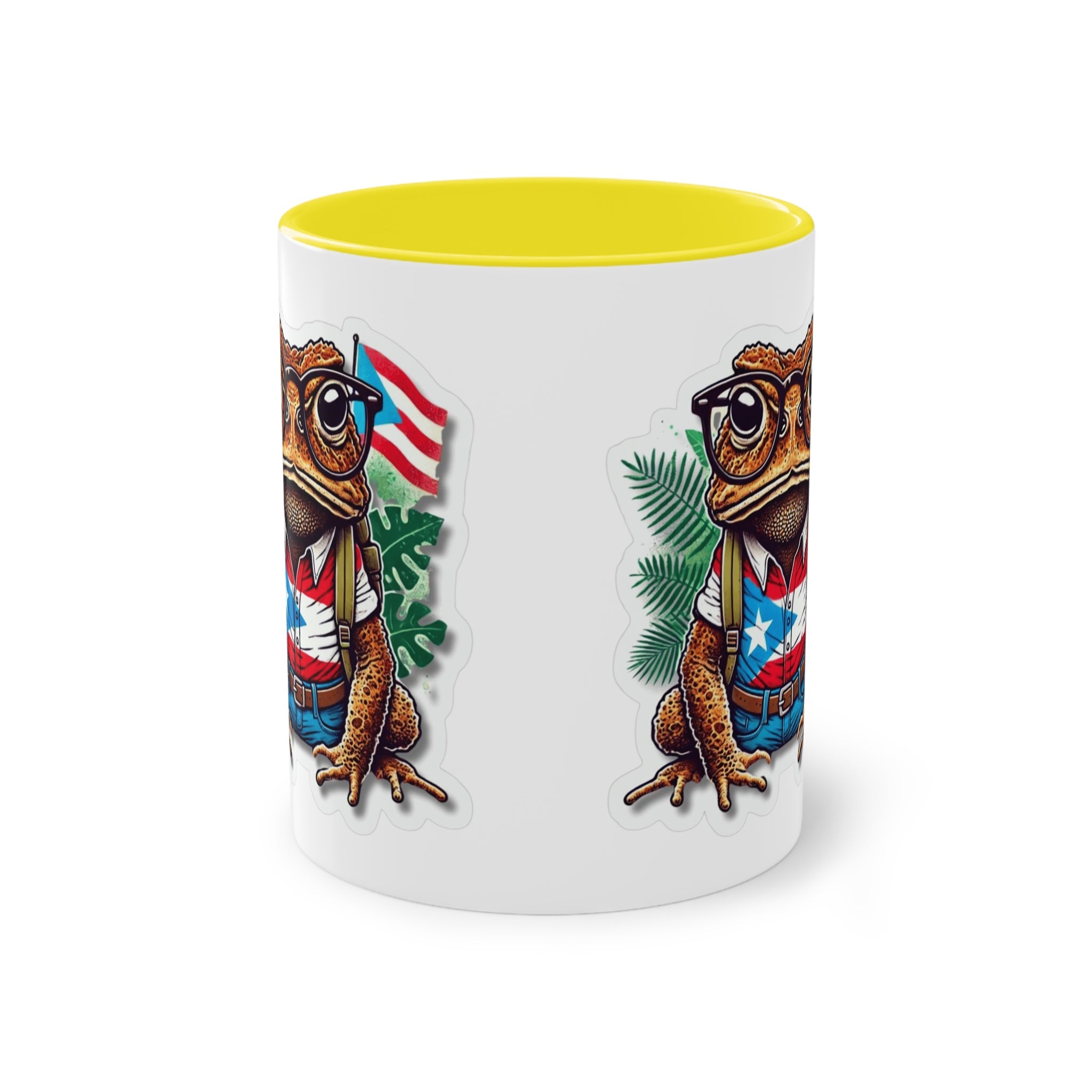 ☕ Puerto Rico en el alma, coffee en la Mano. Quirky Frog Two - Tone Coffee Mug, 11oz | Fun Gift for Frog Lovers, Quirky Decor, Unique Kitchenware, Coffee Lovers Mug, Vintage Vibe - Metamorphosis Creations