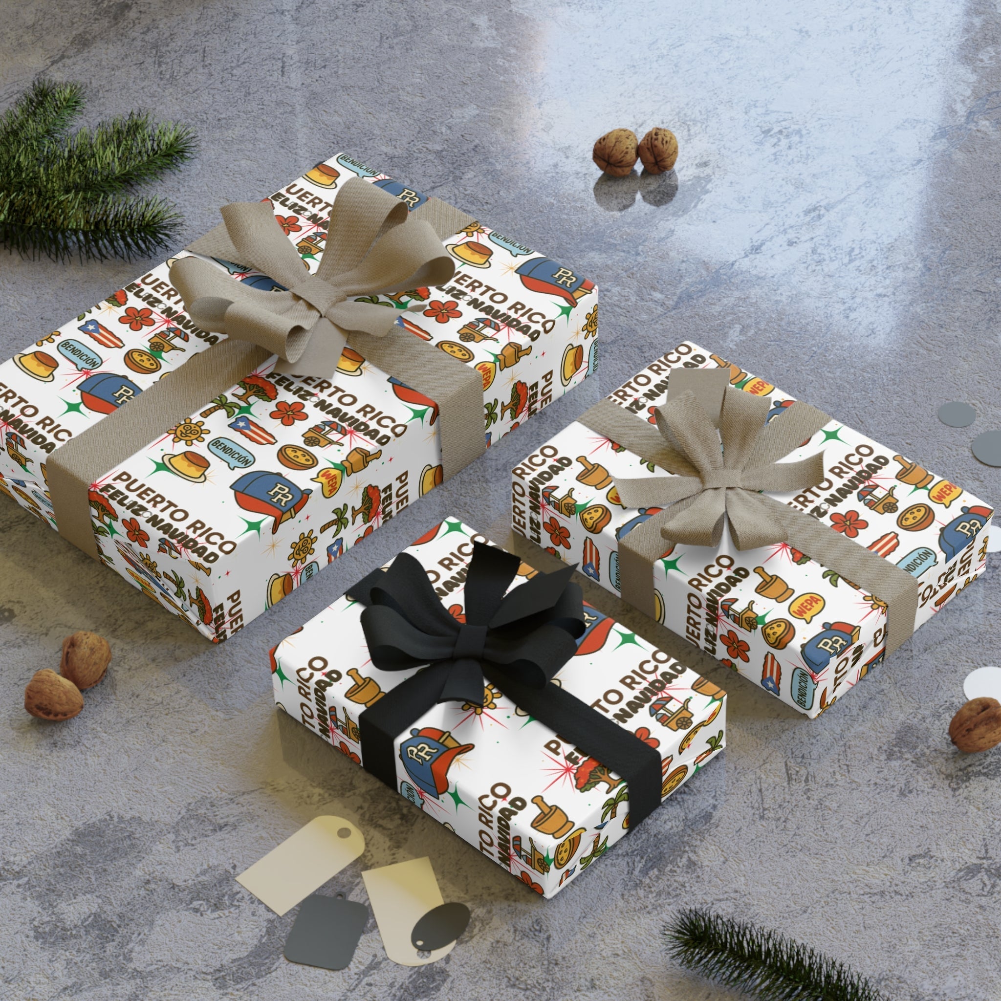 Puerto Rico - Inspired Gift Wrapping Paper Rolls - Colorful, Festive, Unique for Holidays, Birthdays, Celebrations, and More - Metamorphosis Creations