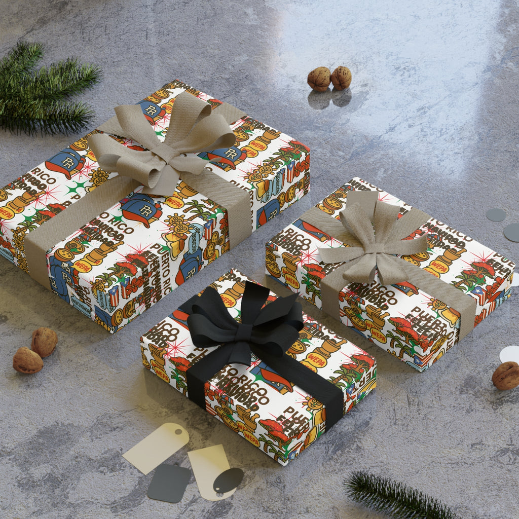 Puerto Rico - Inspired Gift Wrapping Paper Rolls - Colorful, Festive, Unique for Holidays, Birthdays, Celebrations, and More - Metamorphosis Creations