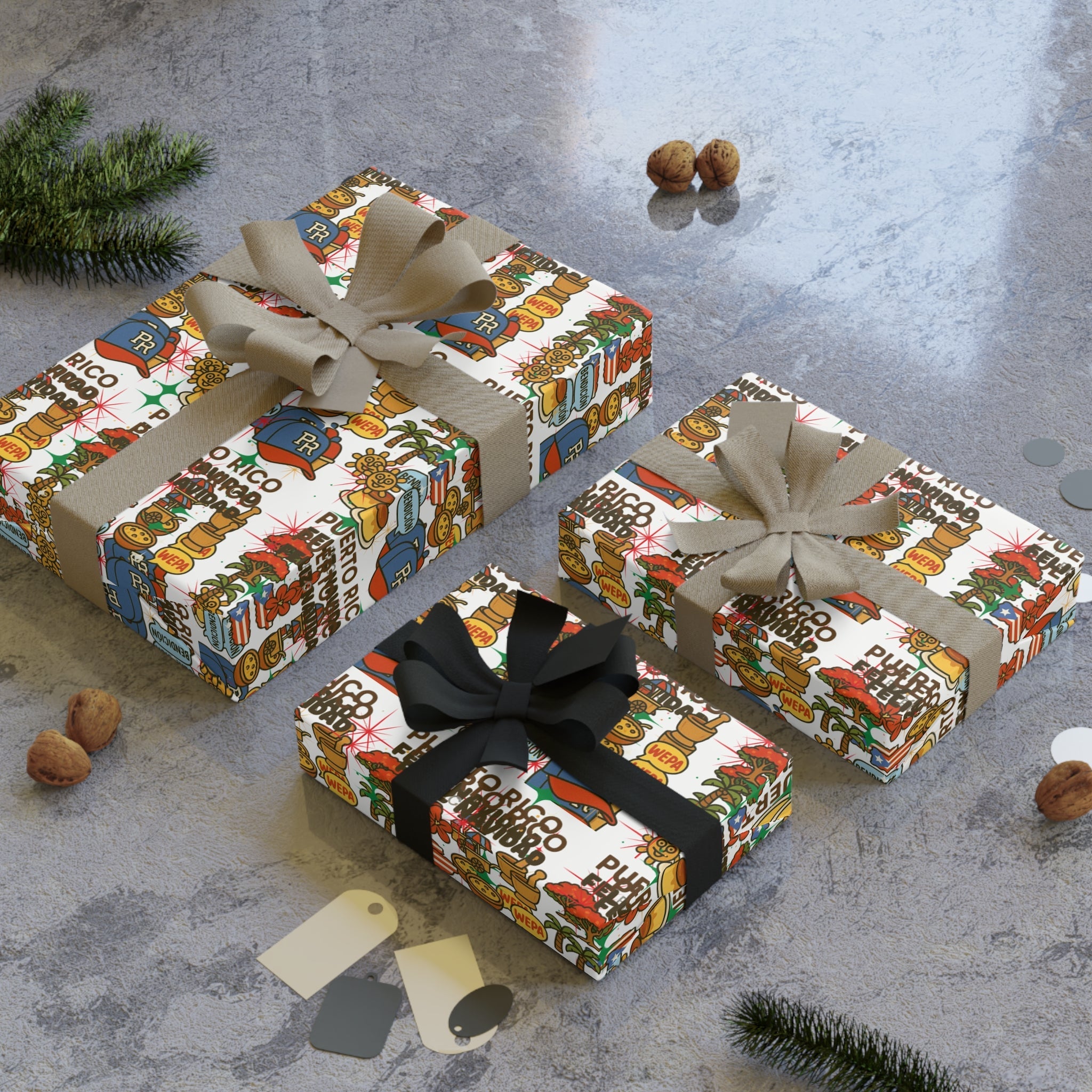 Puerto Rico - Inspired Gift Wrapping Paper Rolls - Colorful, Festive, Unique for Holidays, Birthdays, Celebrations, and More - Metamorphosis Creations