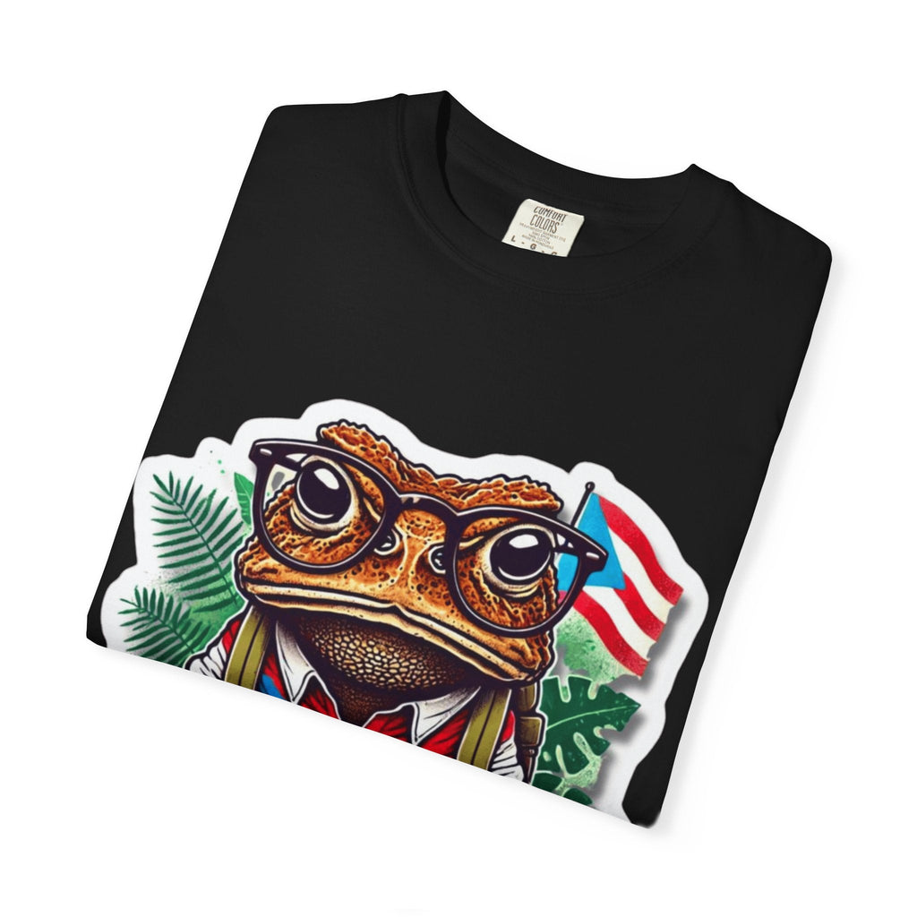Puerto rico Patriotic Frog T-Shirt, Unisex Garment - Dyed Tee for Nature Lovers, Summer Parties, Luce tu orgullo puertorriqueño con estilo PR - Metamorphosis Creations