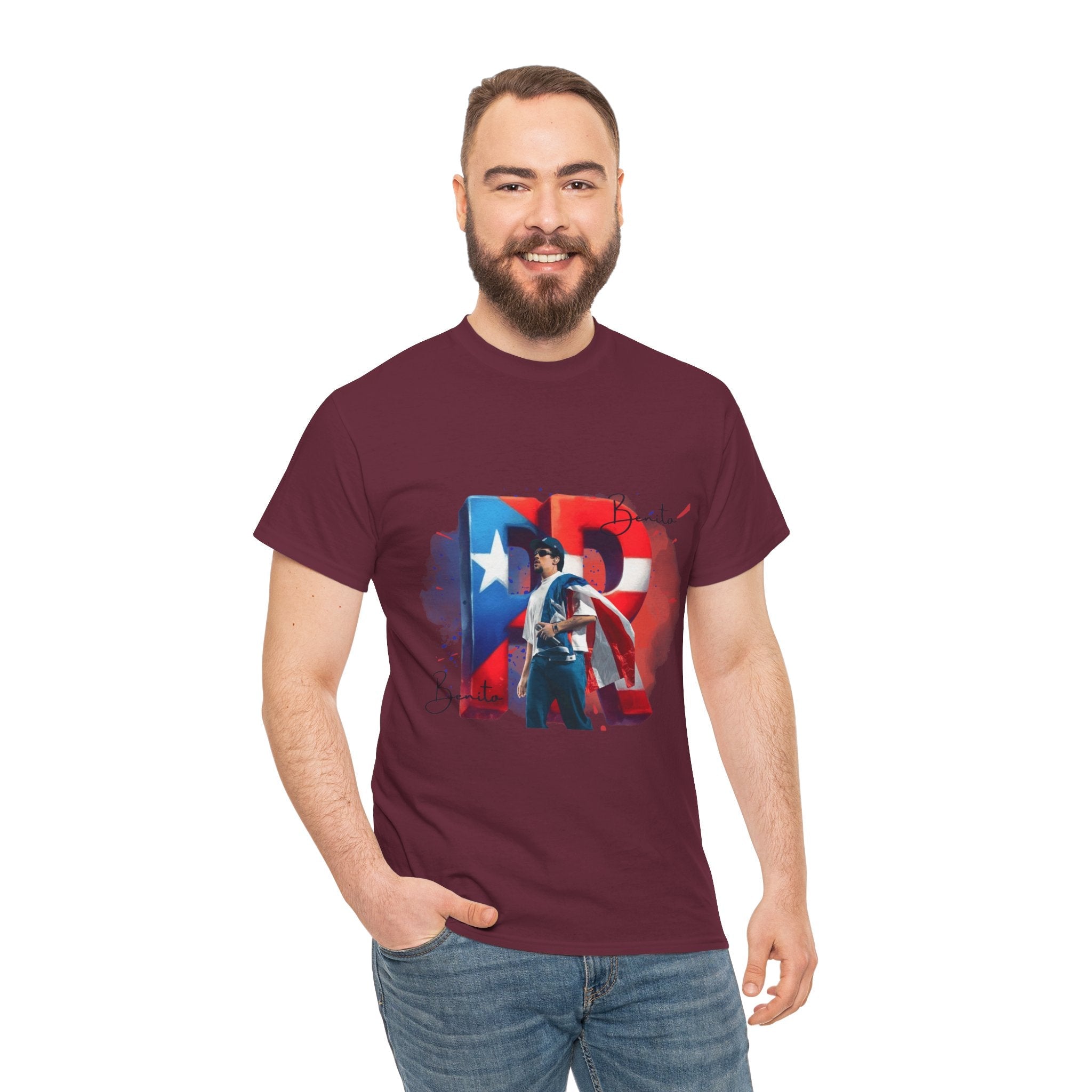 Puerto Rico Pride Collection Benito Pride Unisex Heavy Cotton Tee, Casual Wear, Gift Idea, Independence Day, Festival Outfit, Everyday Comfort - Metamorphosis Creations