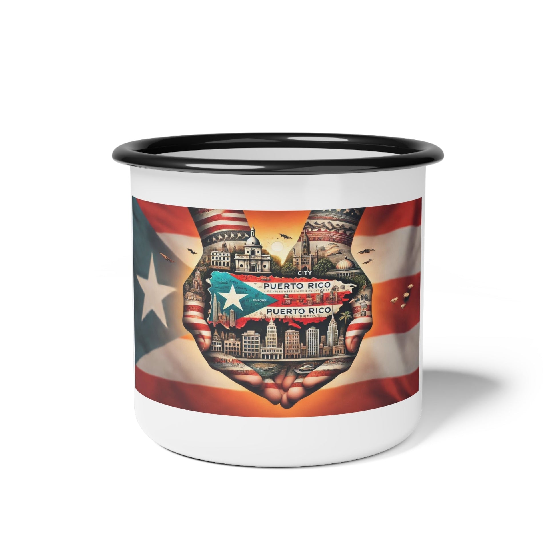 Puerto Rico Pride Enamel Camp Cup, Outdoor Coffee Mug, Travel Cup, Camping Gift, Puerto Rico Lover's Mug, Flag Mug - Metamorphosis Creations