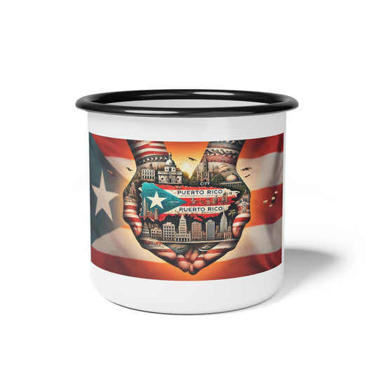 Puerto Rico Pride Enamel Camp Cup, Outdoor Coffee Mug, Travel Cup, Camping Gift, Puerto Rico Lover's Mug, Flag Mug - Metamorphosis Creations