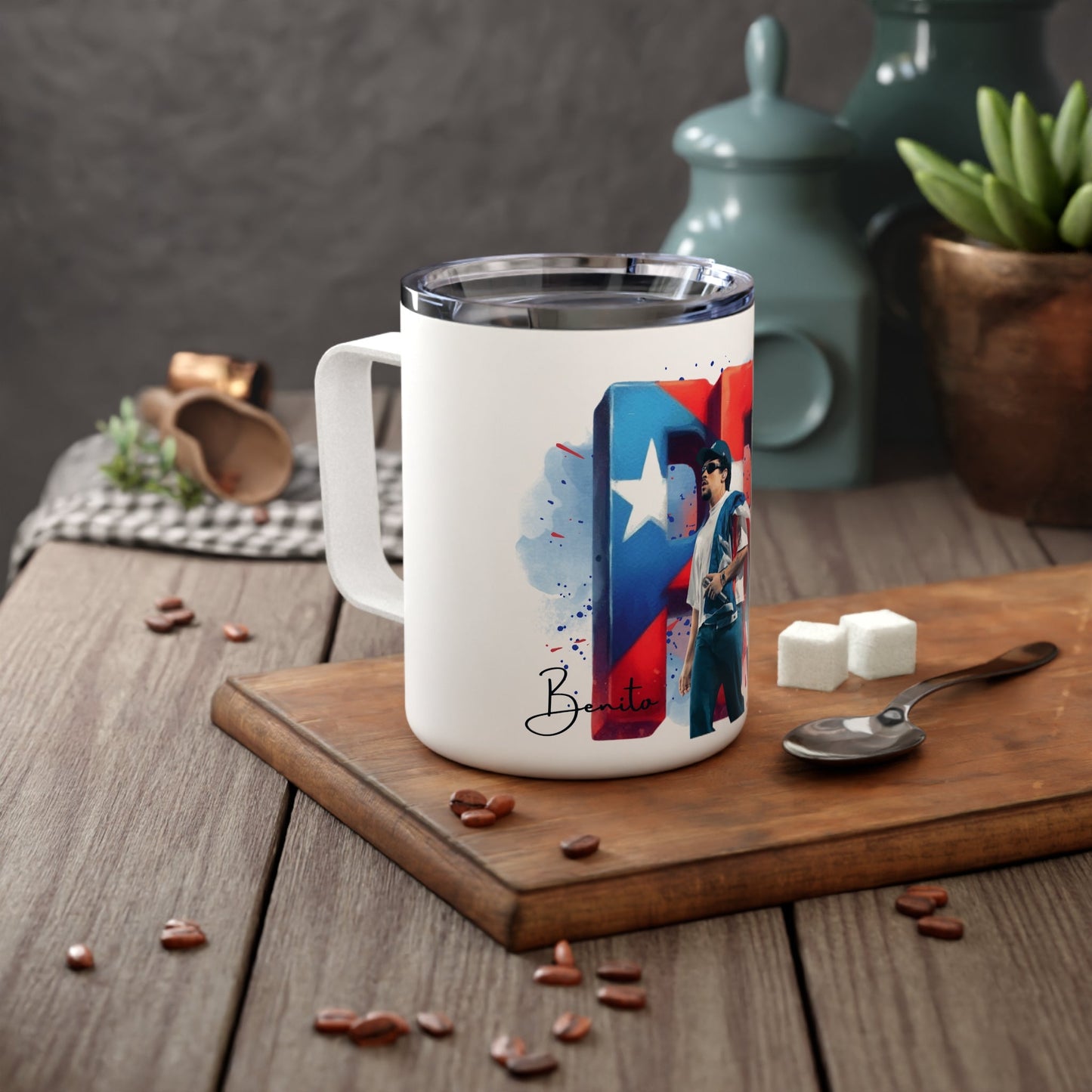 Puerto Rico Pride Insulated Coffee Mug - 10oz Travel Cup, Unique Gift for Coffee Lovers, Perfect for Celebrations, Personalized, [...] - Metamorphosis Creations