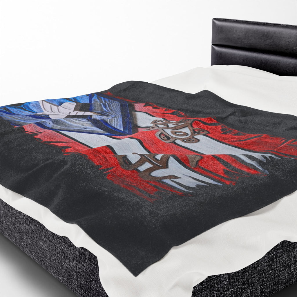 Puerto Rico Pride Velveteen Plush Blanket | Cozy Home Decor, Spirit of Cuba, Travel Gift, Cultural Blanket, Ideal for Festivals - Metamorphosis Creations