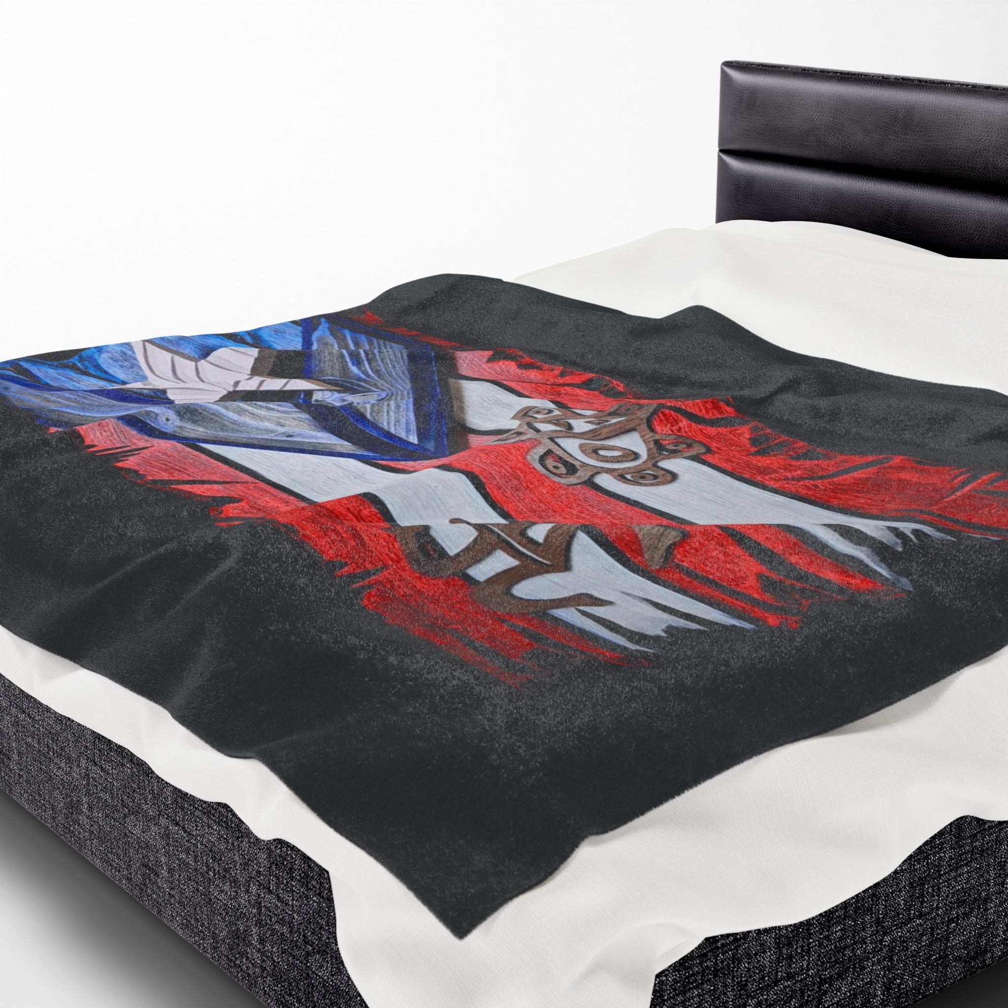 Puerto Rico Pride Velveteen Plush Blanket | Cozy Home Decor, Spirit of Cuba, Travel Gift, Cultural Blanket, Ideal for Festivals - Metamorphosis Creations