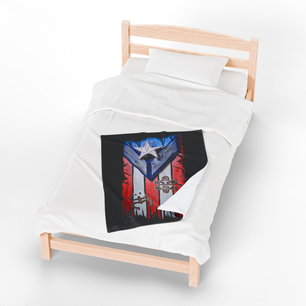 Puerto Rico Pride Velveteen Plush Blanket | Cozy Home Decor, Spirit of Cuba, Travel Gift, Cultural Blanket, Ideal for Festivals - Metamorphosis Creations