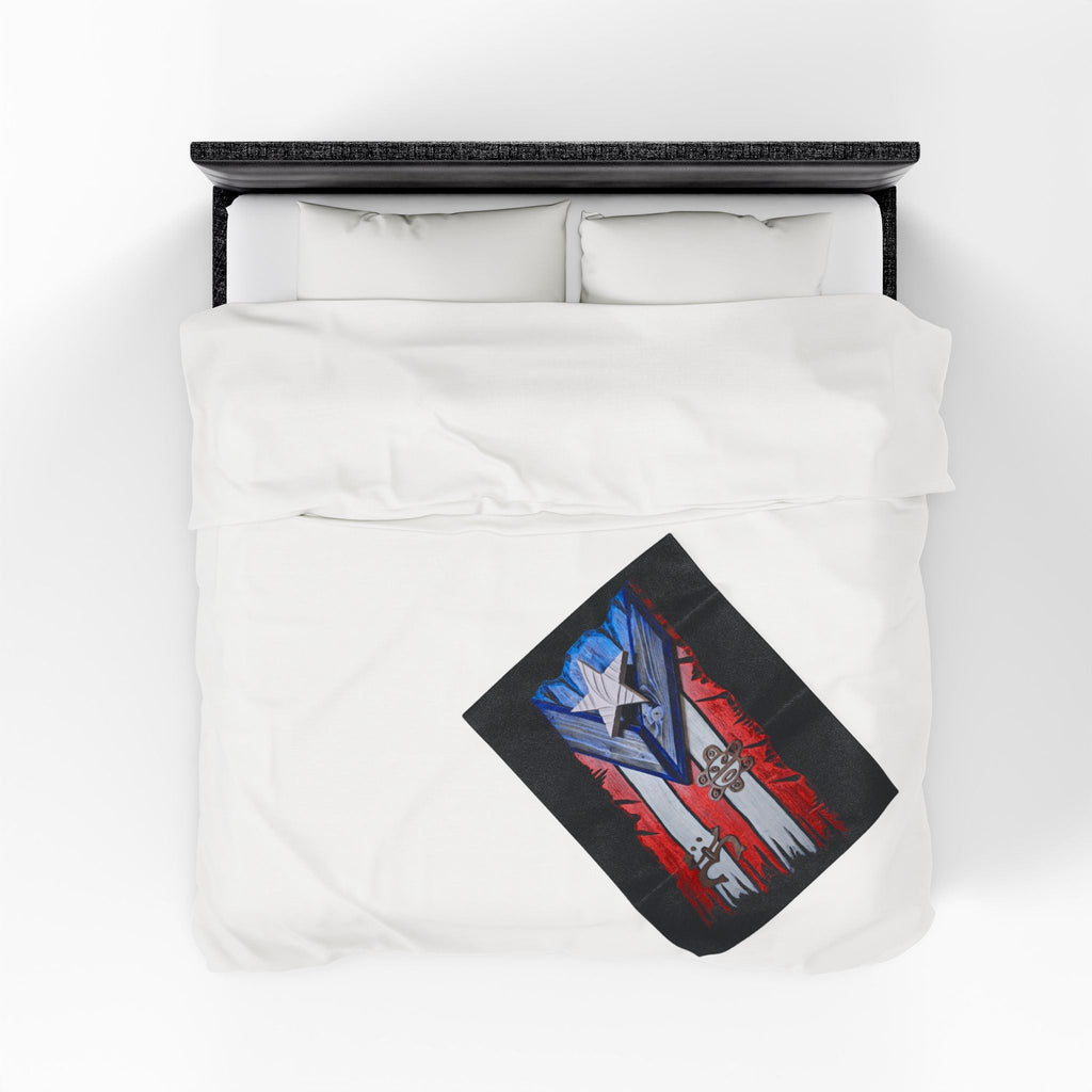 Puerto Rico Pride Velveteen Plush Blanket | Cozy Home Decor, Spirit of Cuba, Travel Gift, Cultural Blanket, Ideal for Festivals - Metamorphosis Creations