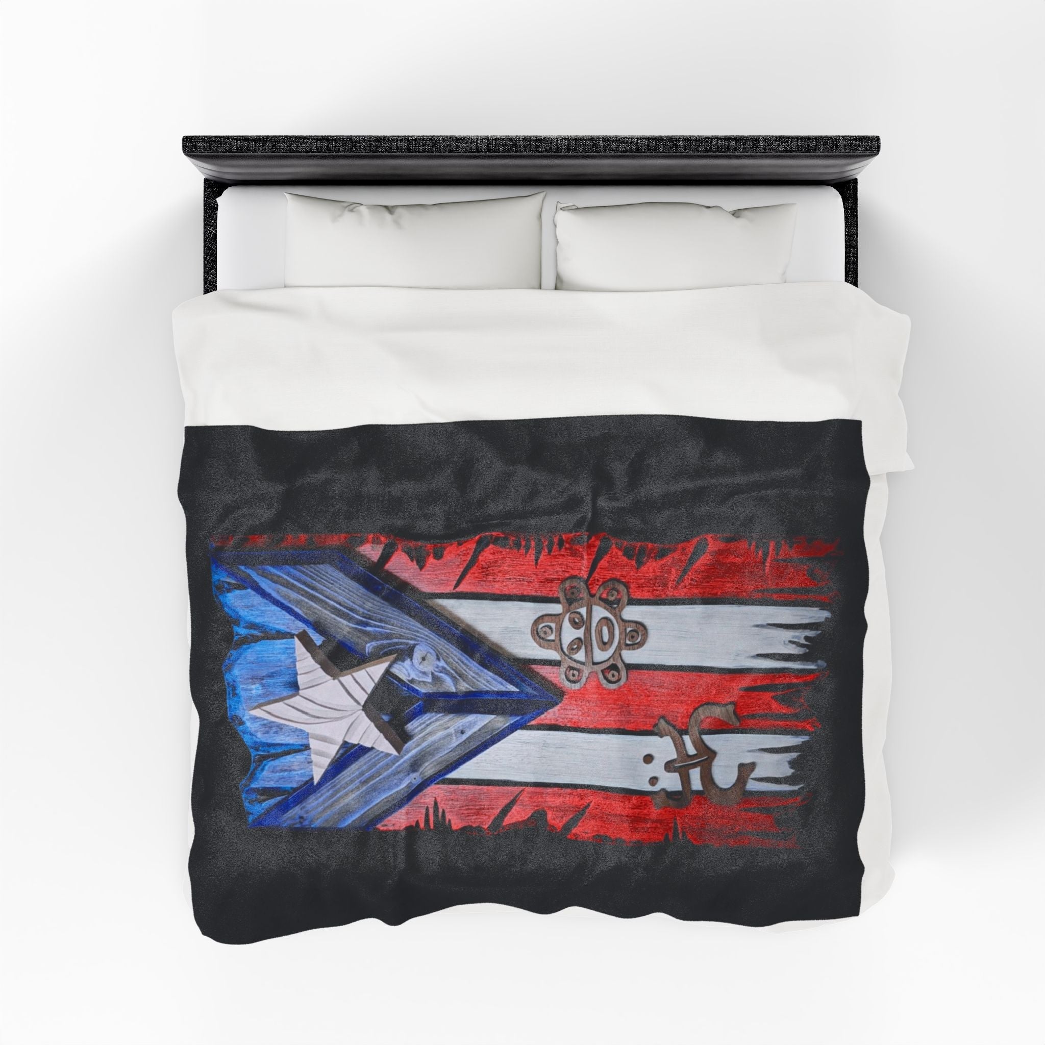 Puerto Rico Pride Velveteen Plush Blanket | Cozy Home Decor, Spirit of Cuba, Travel Gift, Cultural Blanket, Ideal for Festivals - Metamorphosis Creations