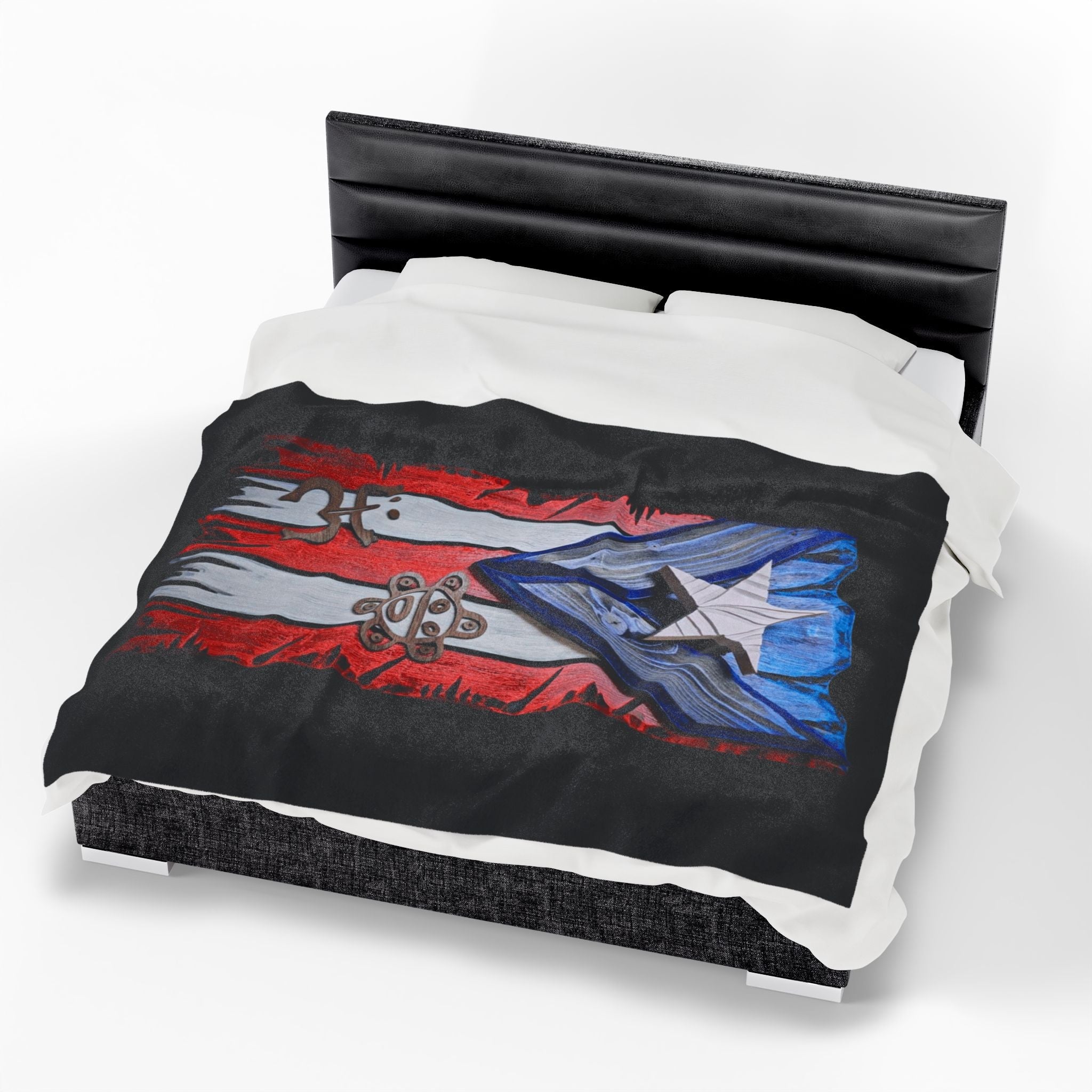 Puerto Rico Pride Velveteen Plush Blanket | Cozy Home Decor, Spirit of Cuba, Travel Gift, Cultural Blanket, Ideal for Festivals - Metamorphosis Creations