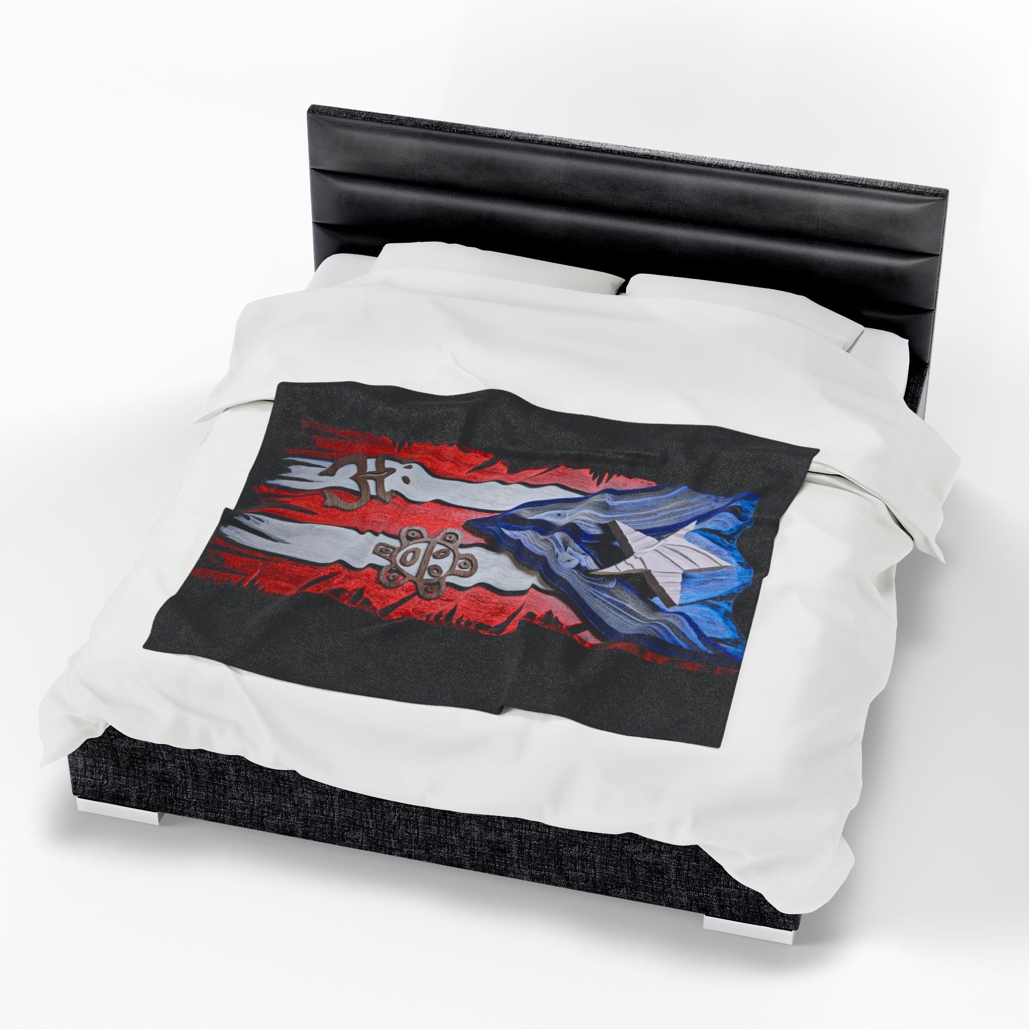 Puerto Rico Pride Velveteen Plush Blanket | Cozy Home Decor, Spirit of Cuba, Travel Gift, Cultural Blanket, Ideal for Festivals - Metamorphosis Creations