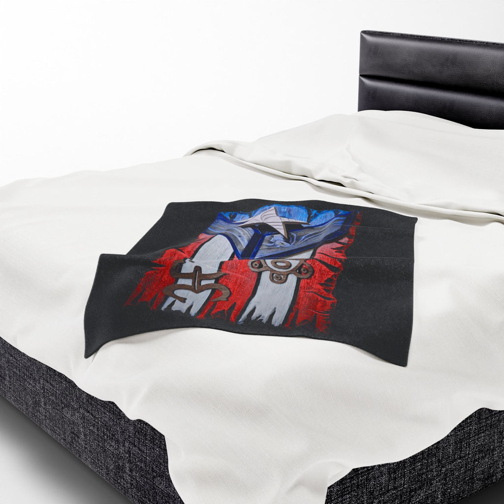 Puerto Rico Pride Velveteen Plush Blanket | Cozy Home Decor, Spirit of Cuba, Travel Gift, Cultural Blanket, Ideal for Festivals - Metamorphosis Creations