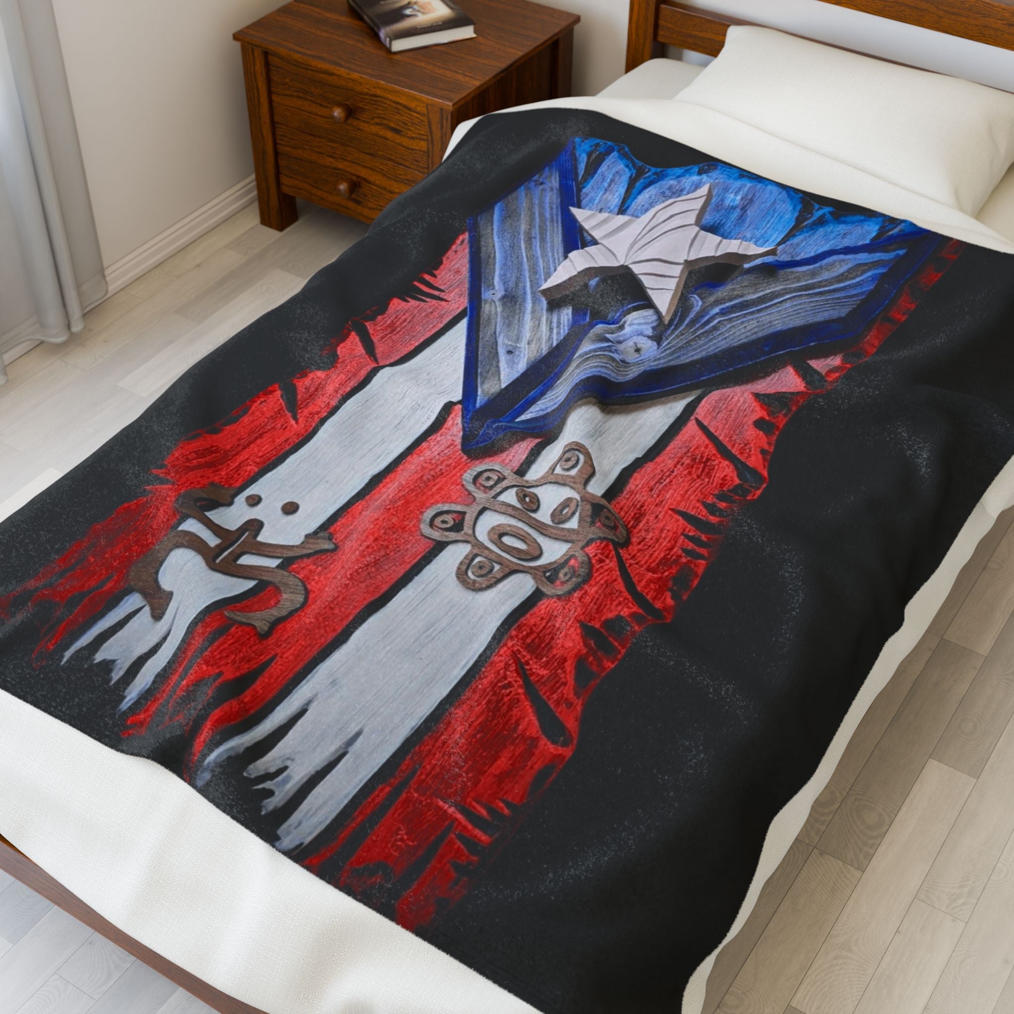 Puerto Rico Pride Velveteen Plush Blanket | Cozy Home Decor, Spirit of Cuba, Travel Gift, Cultural Blanket, Ideal for Festivals - Metamorphosis Creations