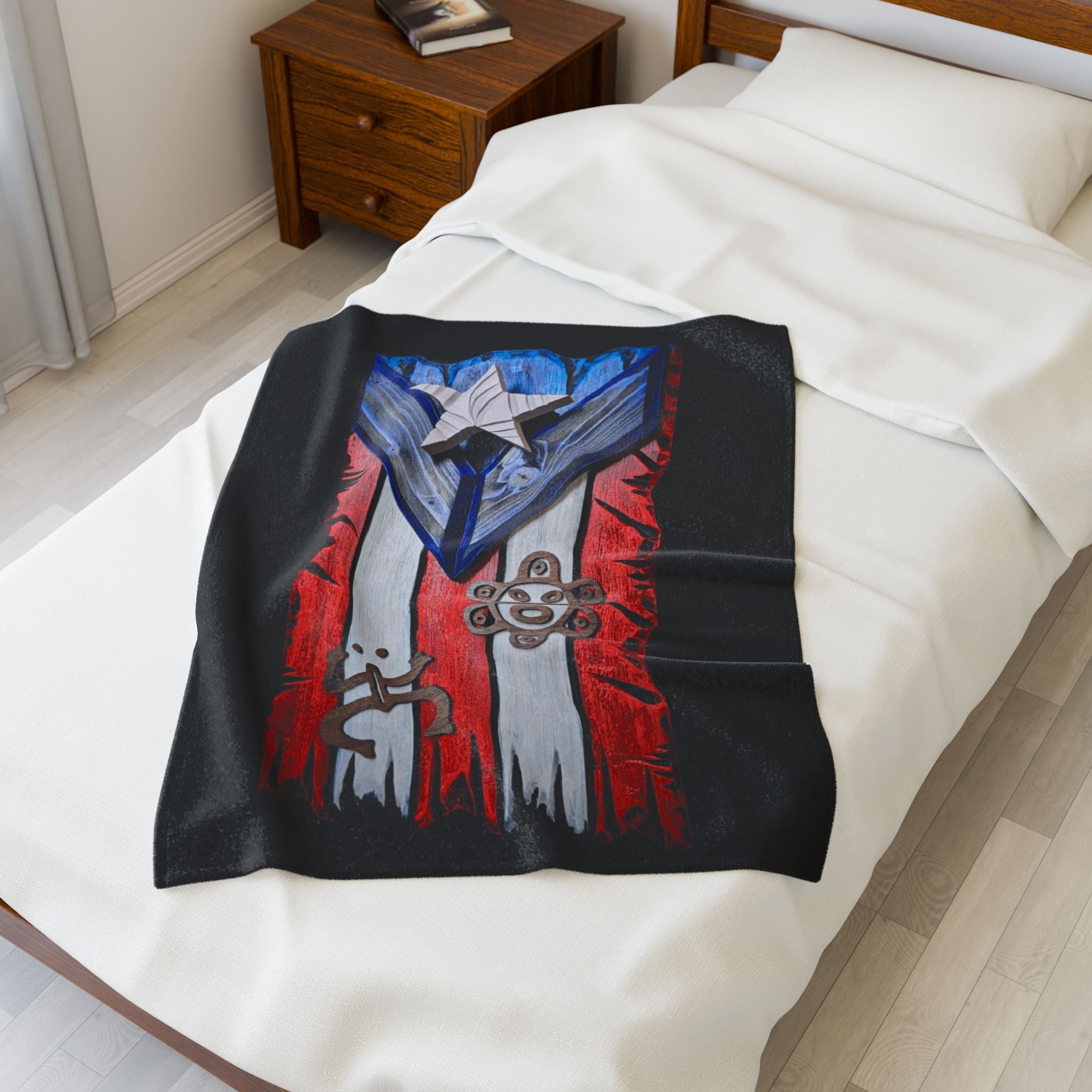 Puerto Rico Pride Velveteen Plush Blanket | Cozy Home Decor, Spirit of Cuba, Travel Gift, Cultural Blanket, Ideal for Festivals - Metamorphosis Creations