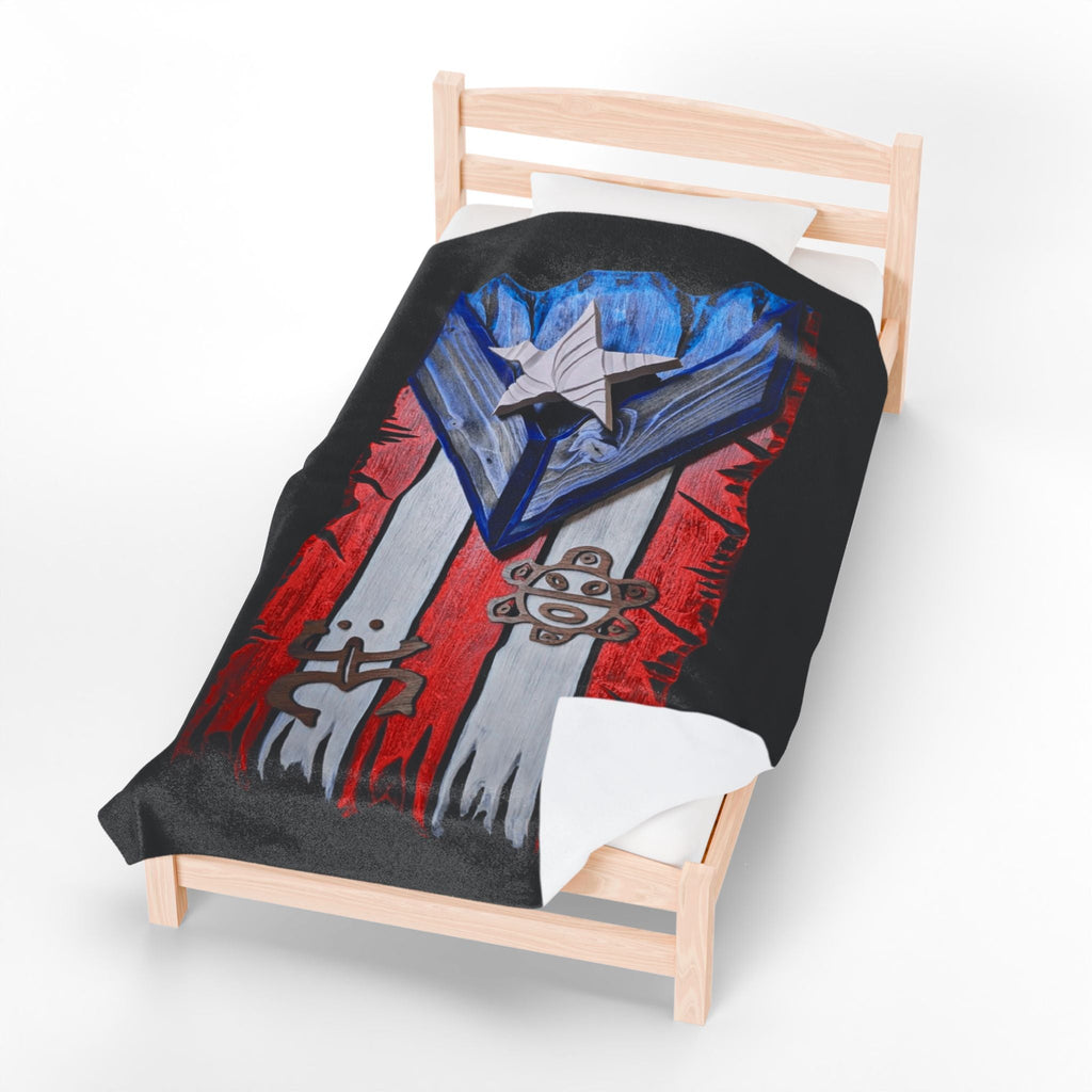 Puerto Rico Pride Velveteen Plush Blanket | Cozy Home Decor, Spirit of Cuba, Travel Gift, Cultural Blanket, Ideal for Festivals - Metamorphosis Creations