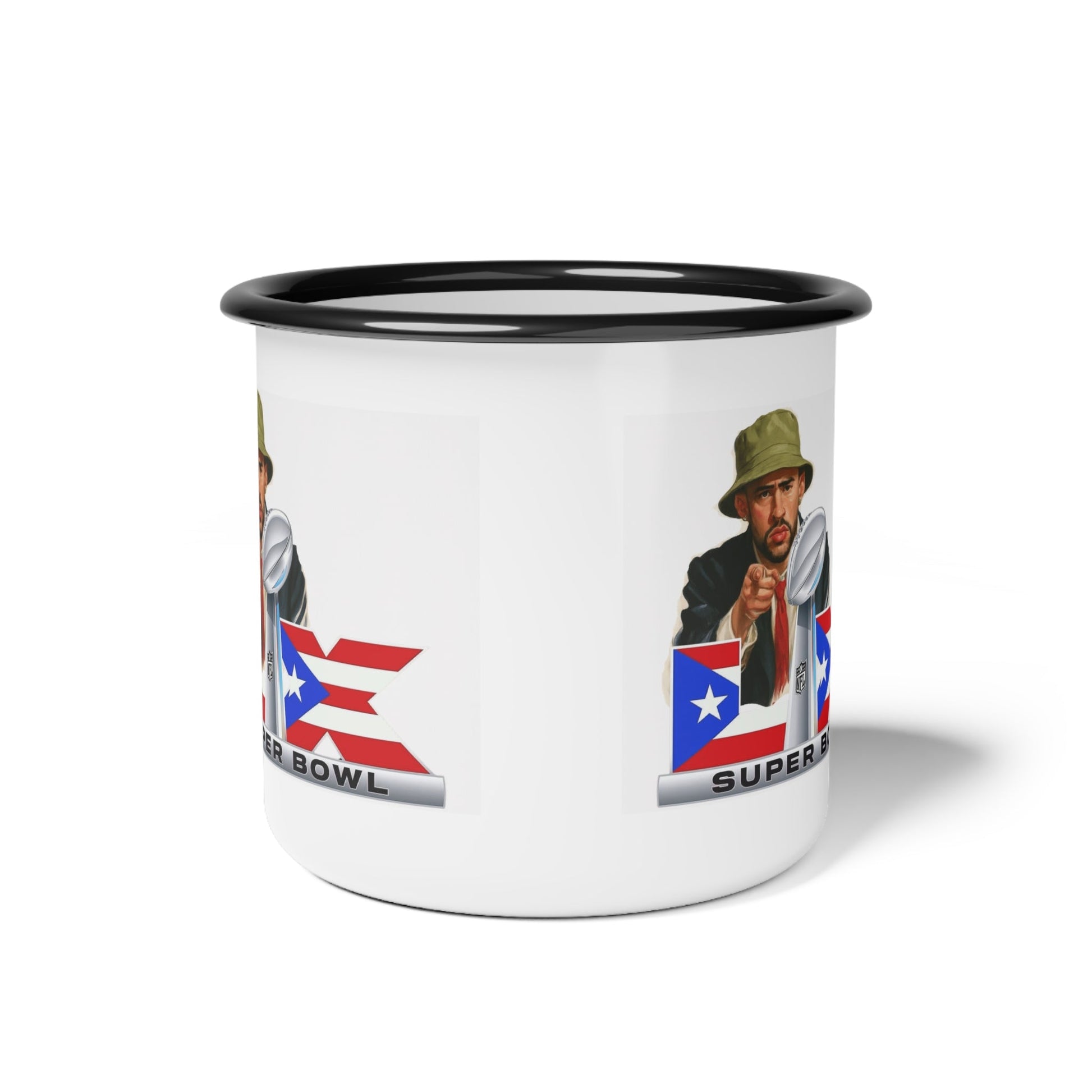 Puerto Rico Super Bowl Enamel Camp Cup | Retro Football Travel Mug, Sports Gift for Him, Tailgate Accessories, Outdoor Adventure - Metamorphosis Creations