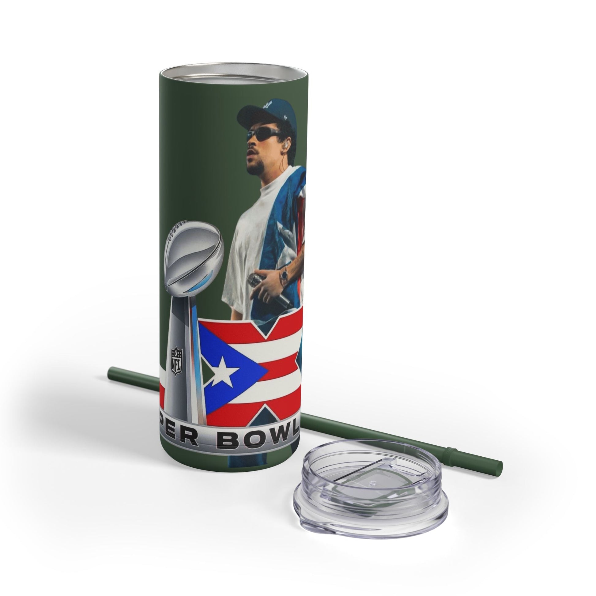 Puerto Rico Super Bowl - Themed Matte Tumbler, Sports Fan Mug, Gift for Football Lovers, Game Day Drinkware, Custom Tumbler - Metamorphosis Creations