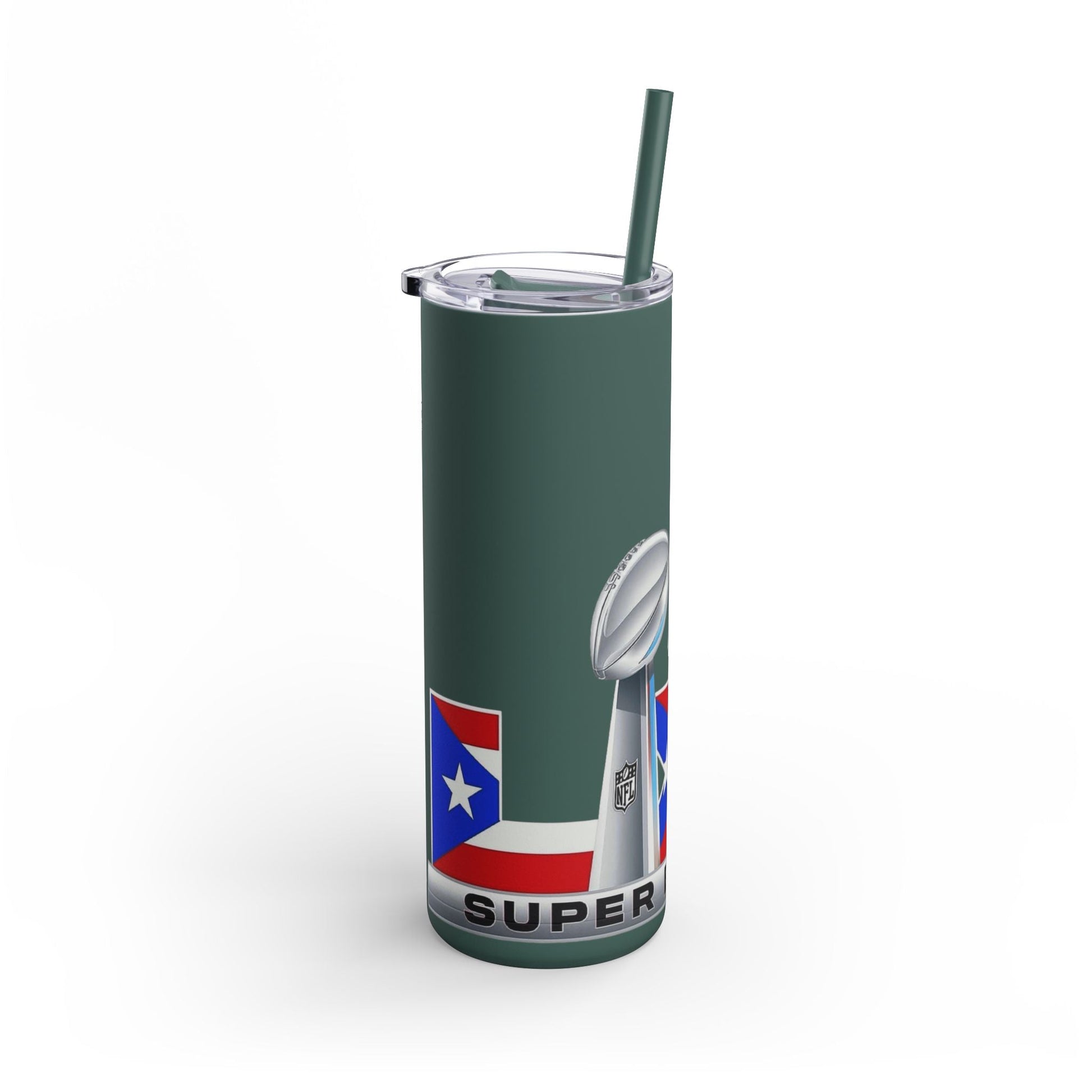 Puerto Rico Super Bowl - Themed Matte Tumbler, Sports Fan Mug, Gift for Football Lovers, Game Day Drinkware, Custom Tumbler - Metamorphosis Creations