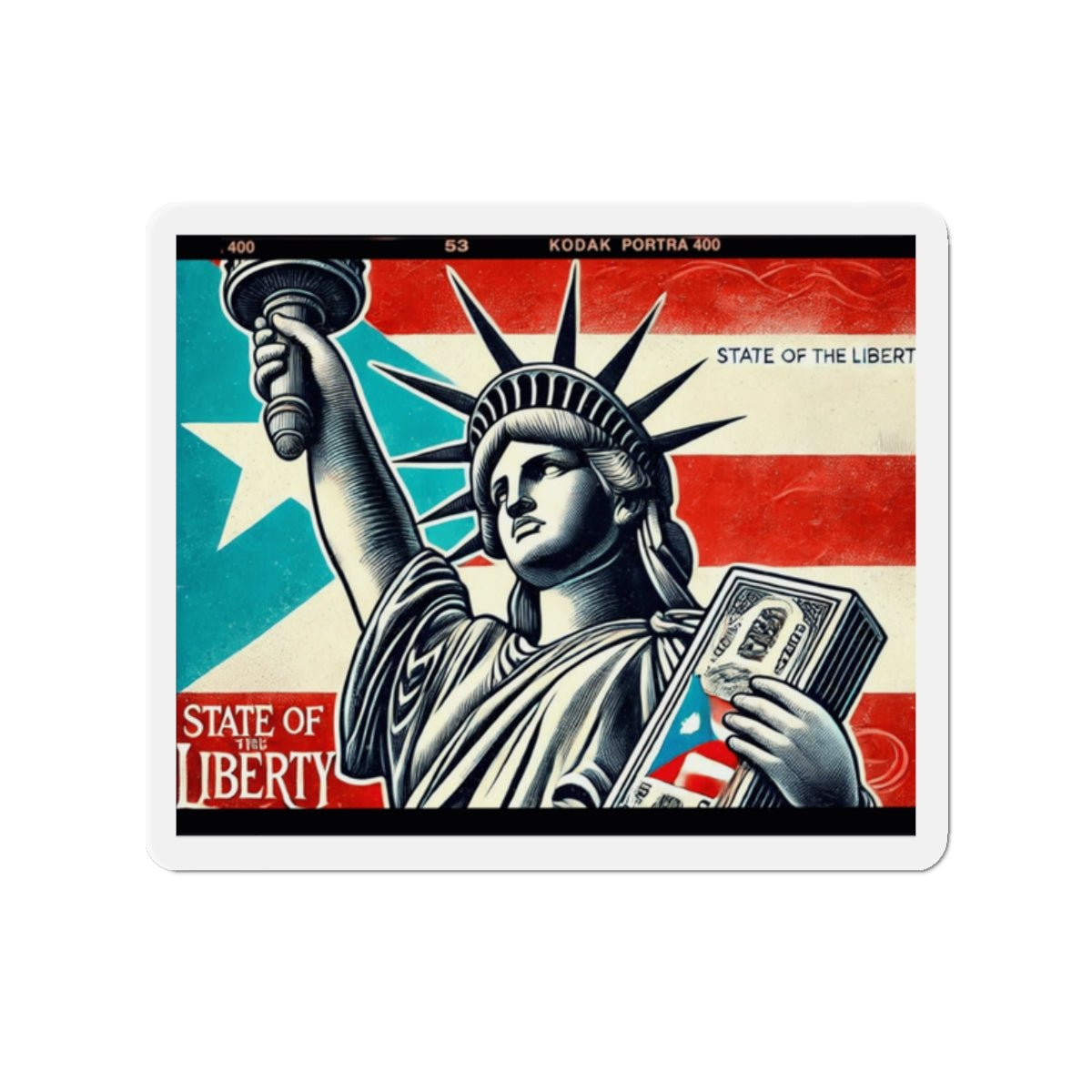 Puerto Rico - themed stickebLiberty Die - Cut Magnet | Vintage Statue of Liberty Design, Home Decor, USA Gifts, Travel Souvenir, Wall Art - Metamorphosis Creations