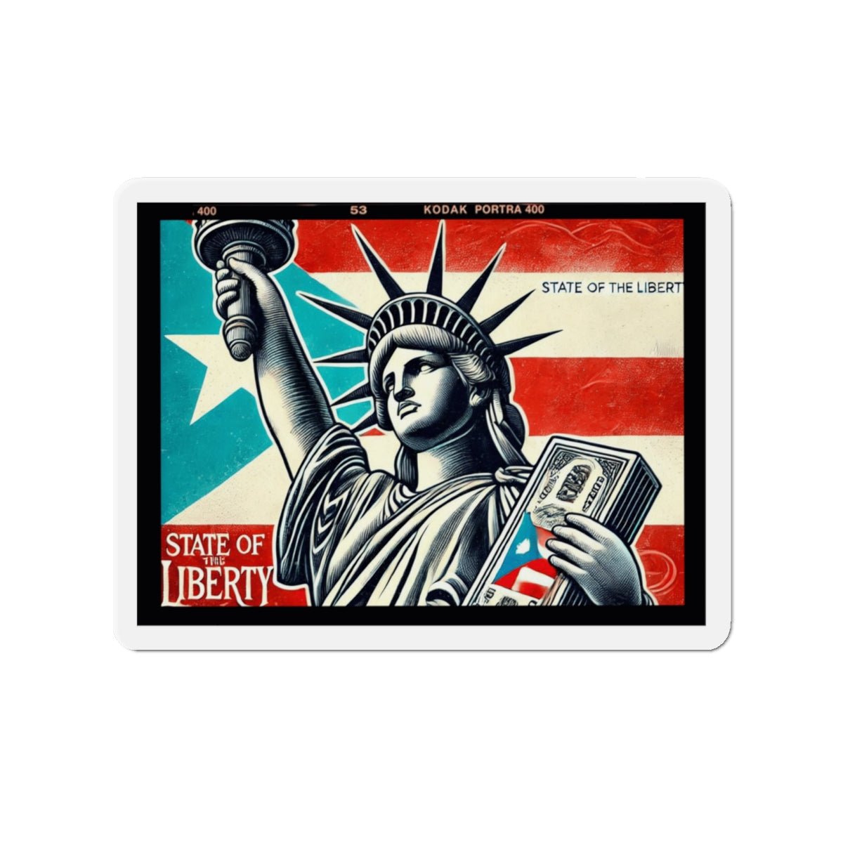 Puerto Rico - themed stickebLiberty Die - Cut Magnet | Vintage Statue of Liberty Design, Home Decor, USA Gifts, Travel Souvenir, Wall Art - Metamorphosis Creations