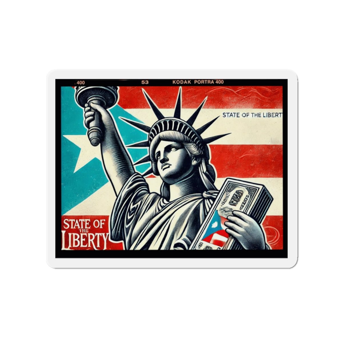 Puerto Rico - themed stickebLiberty Die - Cut Magnet | Vintage Statue of Liberty Design, Home Decor, USA Gifts, Travel Souvenir, Wall Art - Metamorphosis Creations