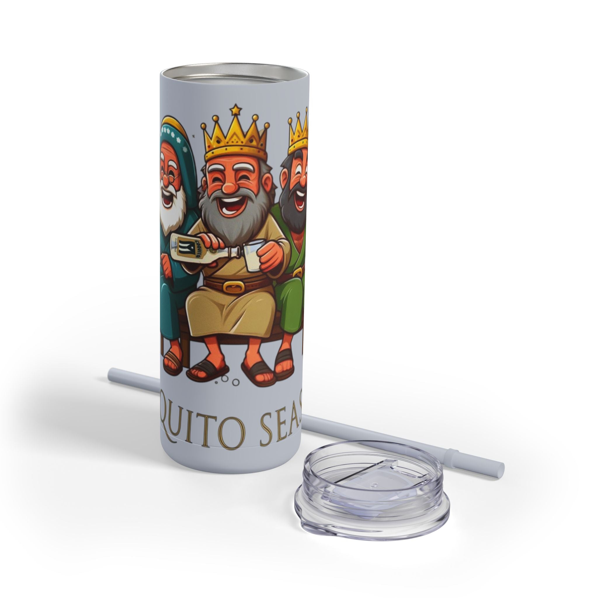 Puerto Rico Traditions Coquito Cute Skinny Matte Drink Cup | Ideal for Parties, Gifts, and Everyday Use | Fun King Design - Metamorphosis Creations