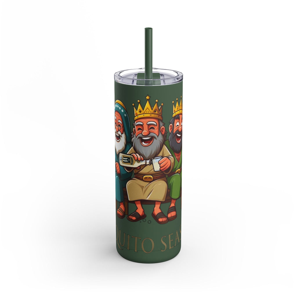 Puerto Rico Traditions Coquito Cute Skinny Matte Drink Cup | Ideal for Parties, Gifts, and Everyday Use | Fun King Design - Metamorphosis Creations