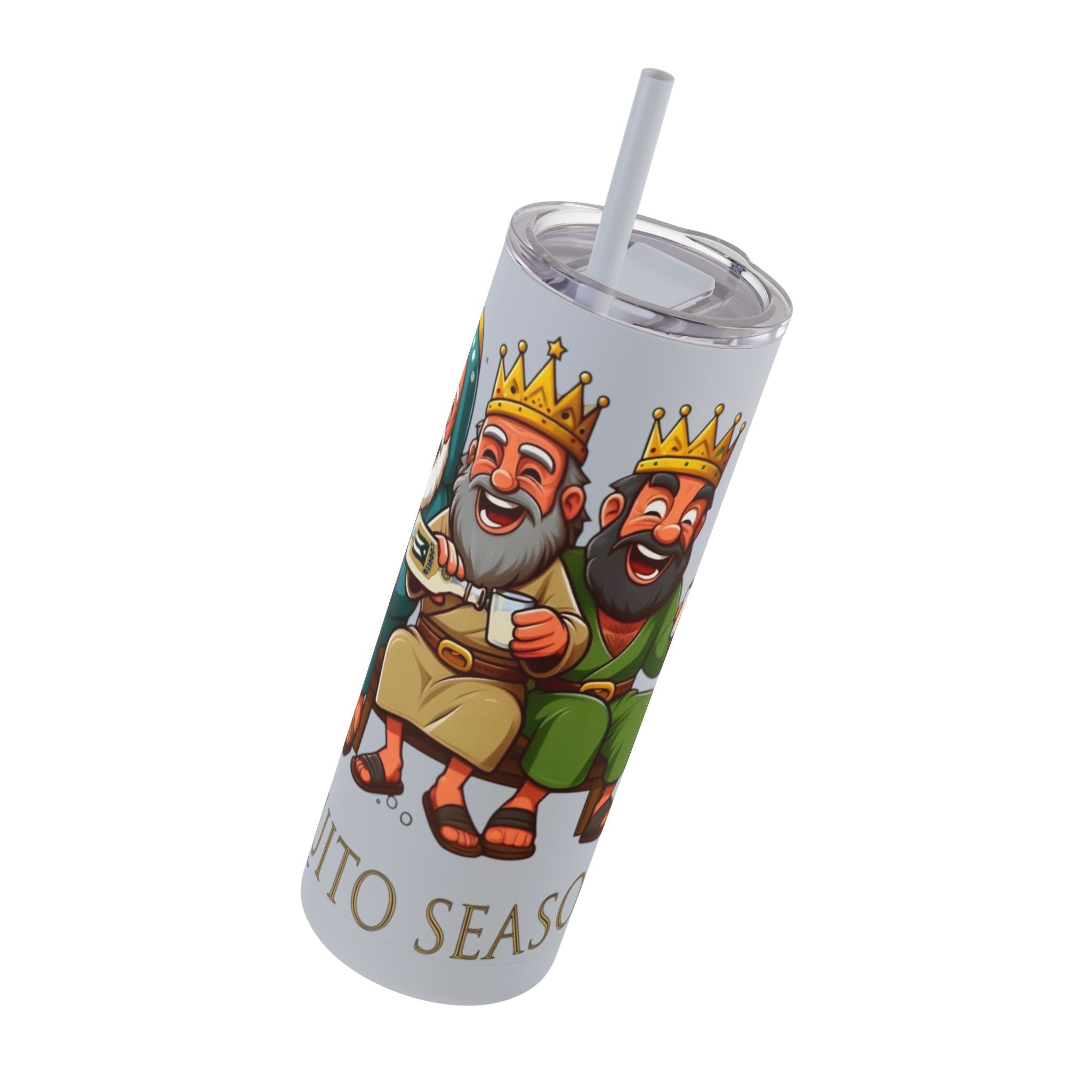 Puerto Rico Traditions Coquito Cute Skinny Matte Drink Cup | Ideal for Parties, Gifts, and Everyday Use | Fun King Design - Metamorphosis Creations