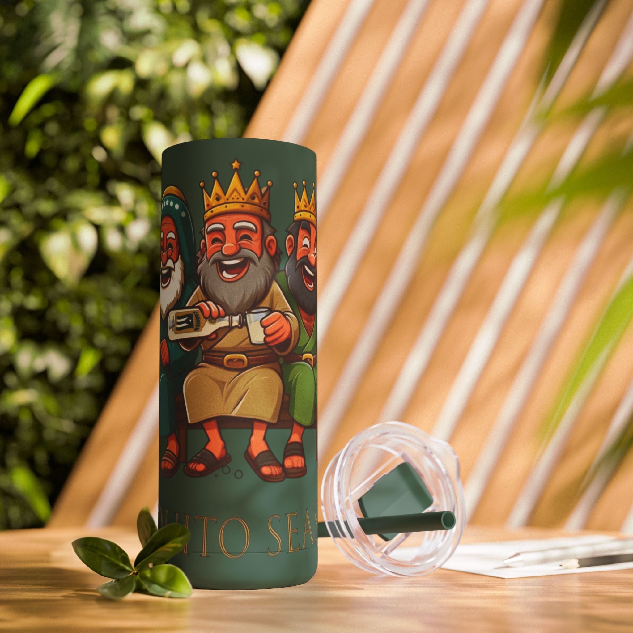 Puerto Rico Traditions Coquito Cute Skinny Matte Drink Cup | Ideal for Parties, Gifts, and Everyday Use | Fun King Design - Metamorphosis Creations