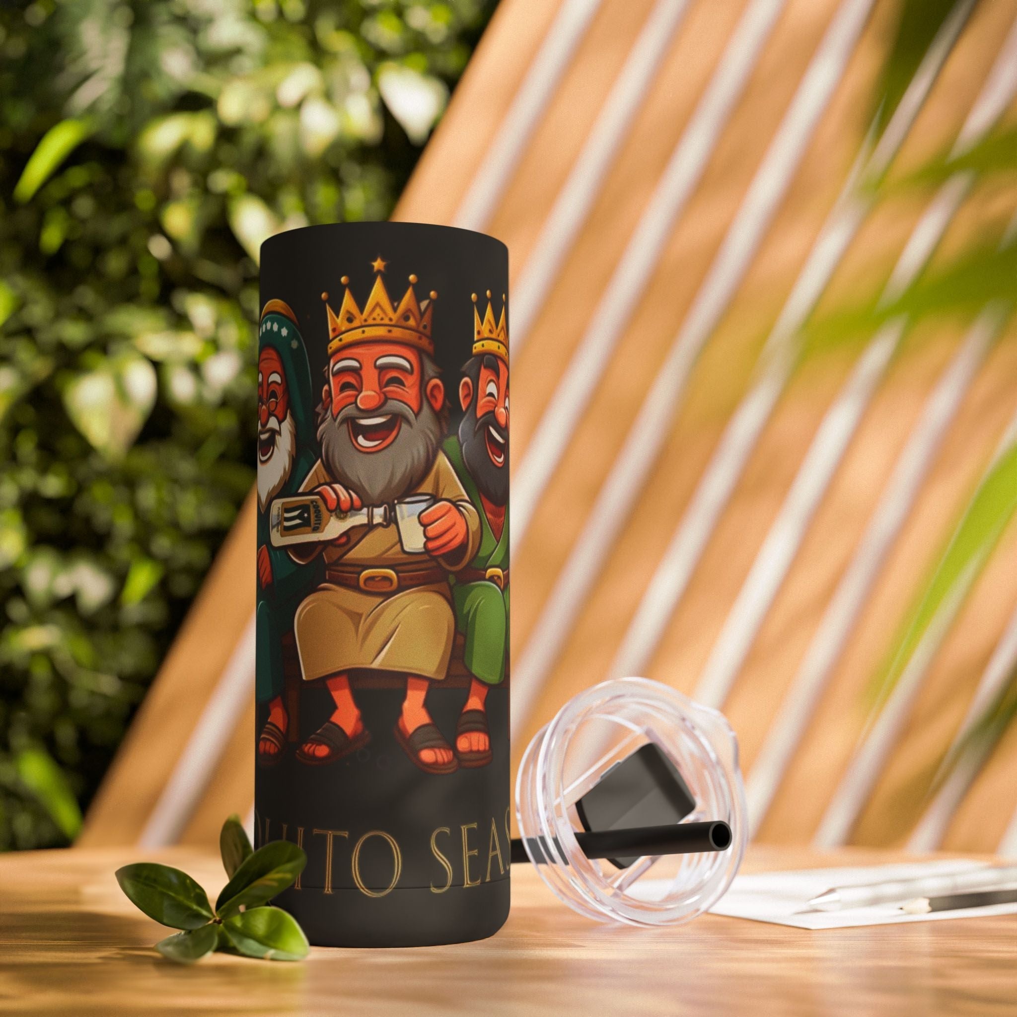 Puerto Rico Traditions Coquito Cute Skinny Matte Drink Cup | Ideal for Parties, Gifts, and Everyday Use | Fun King Design - Metamorphosis Creations