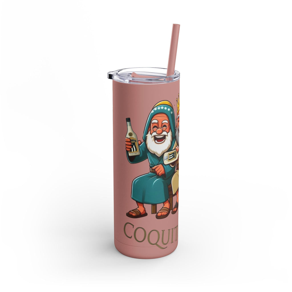 Puerto Rico Traditions Coquito Cute Skinny Matte Drink Cup | Ideal for Parties, Gifts, and Everyday Use | Fun King Design - Metamorphosis Creations