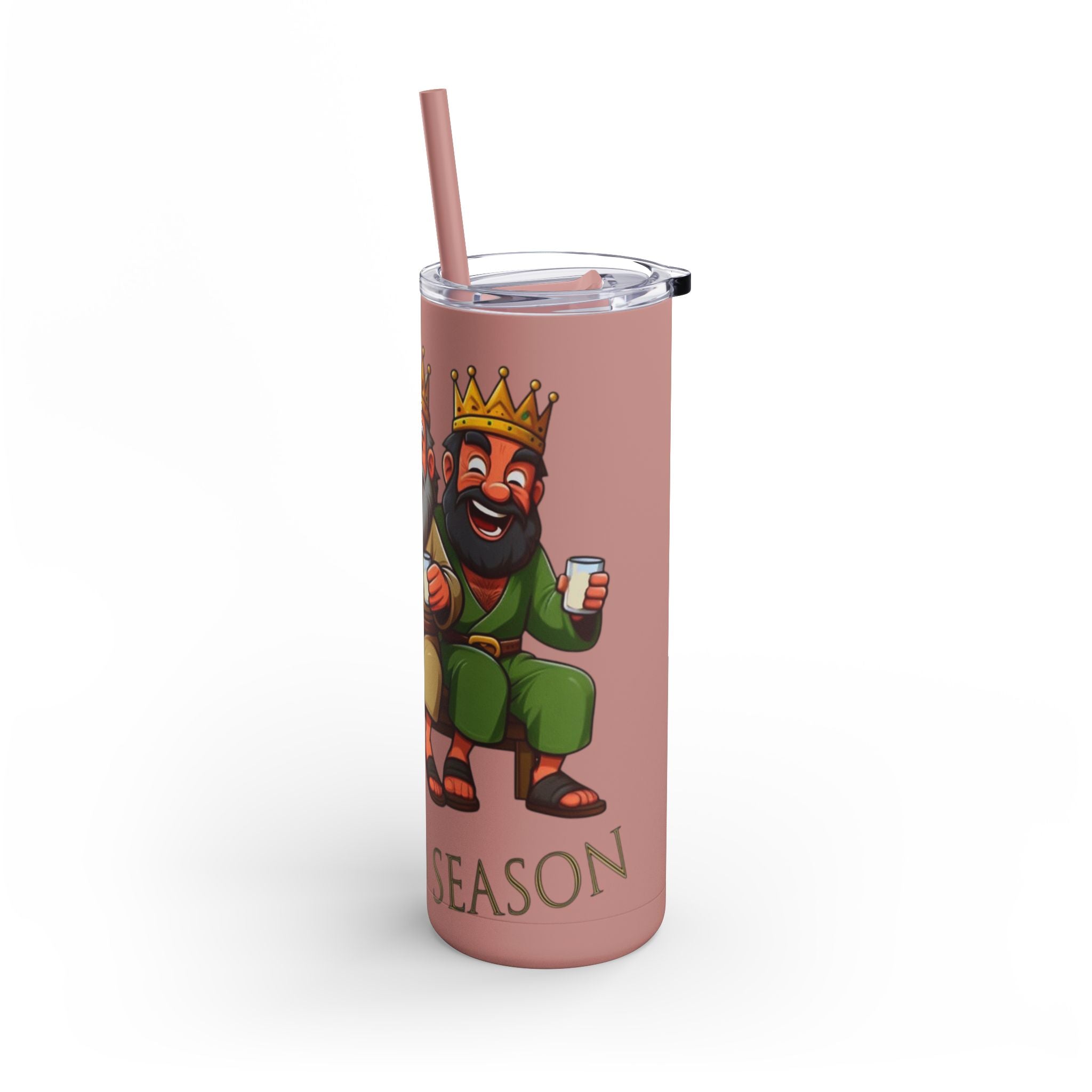 Puerto Rico Traditions Coquito Cute Skinny Matte Drink Cup | Ideal for Parties, Gifts, and Everyday Use | Fun King Design - Metamorphosis Creations