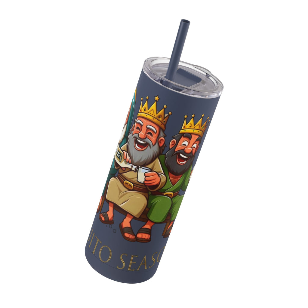 Puerto Rico Traditions Coquito Cute Skinny Matte Drink Cup | Ideal for Parties, Gifts, and Everyday Use | Fun King Design - Metamorphosis Creations