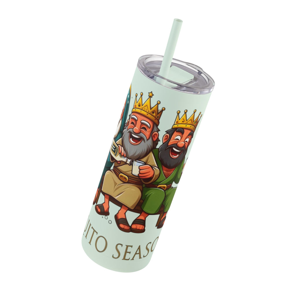 Puerto Rico Traditions Coquito Cute Skinny Matte Drink Cup | Ideal for Parties, Gifts, and Everyday Use | Fun King Design - Metamorphosis Creations