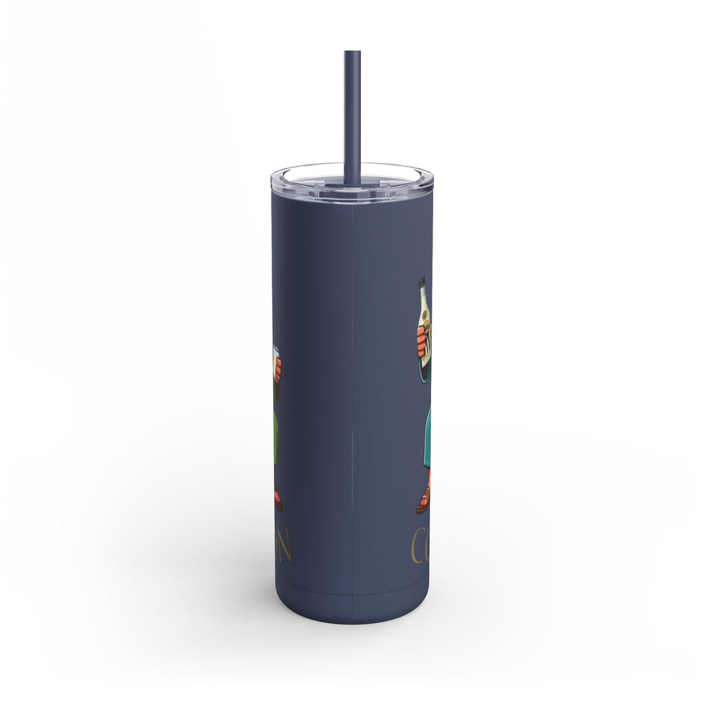Puerto Rico Traditions Coquito Cute Skinny Matte Drink Cup | Ideal for Parties, Gifts, and Everyday Use | Fun King Design - Metamorphosis Creations