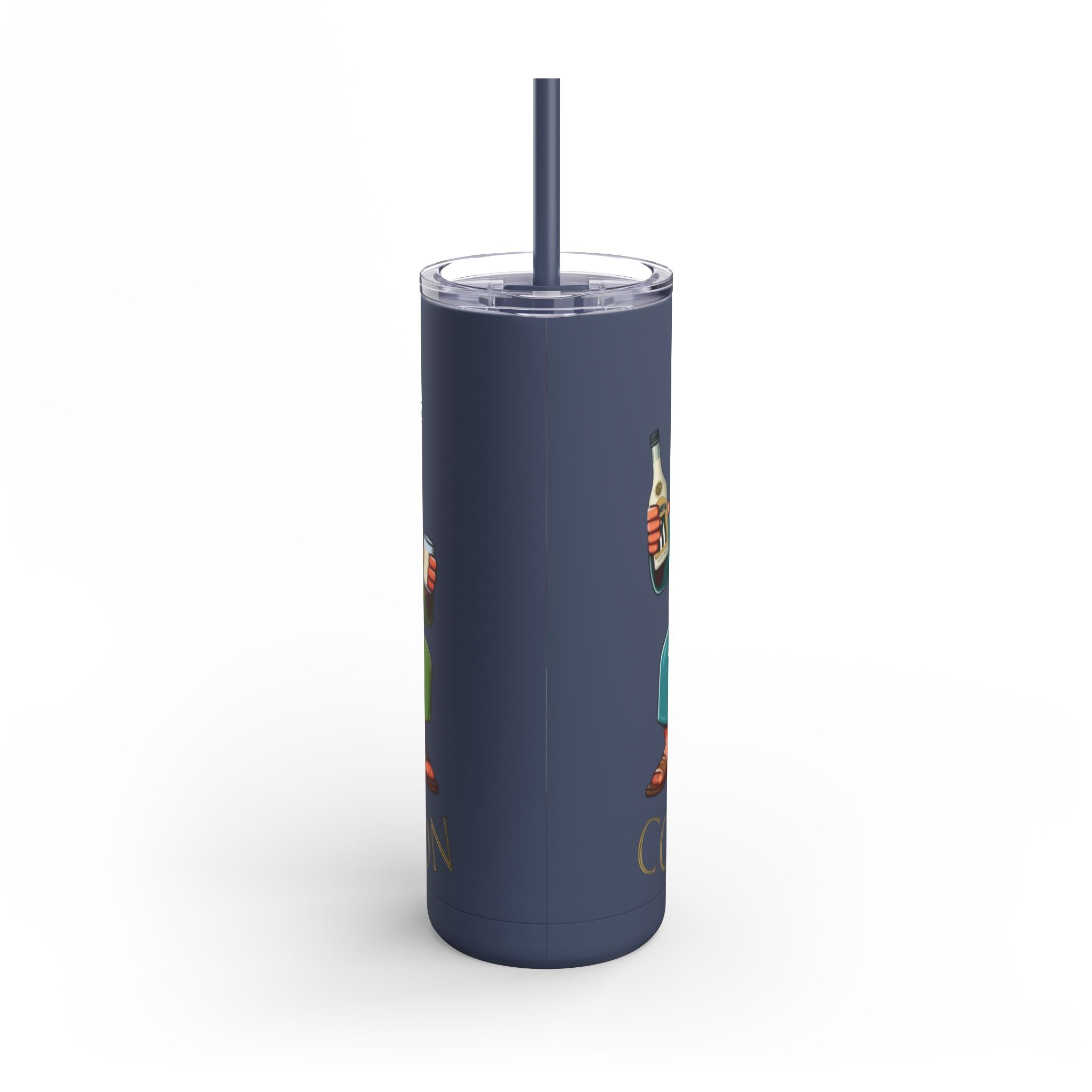 Puerto Rico Traditions Coquito Cute Skinny Matte Drink Cup | Ideal for Parties, Gifts, and Everyday Use | Fun King Design - Metamorphosis Creations