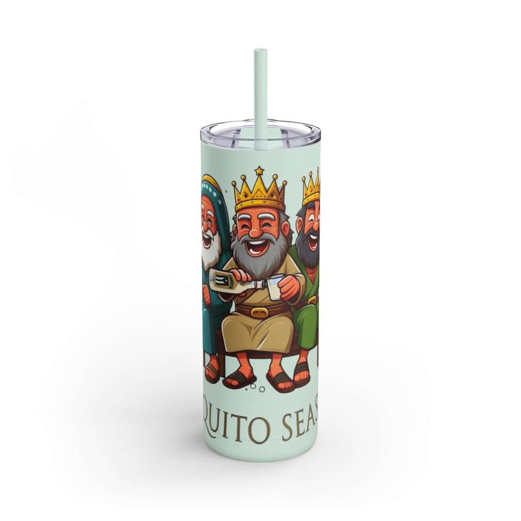 Puerto Rico Traditions Coquito Cute Skinny Matte Drink Cup | Ideal for Parties, Gifts, and Everyday Use | Fun King Design - Metamorphosis Creations