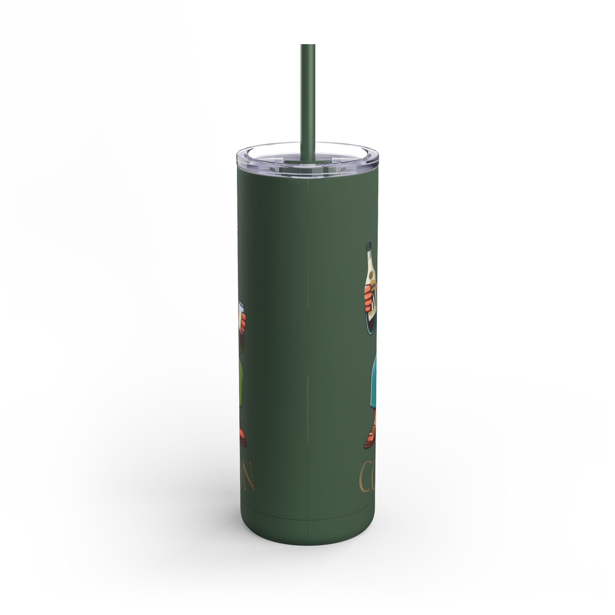 Puerto Rico Traditions Coquito Cute Skinny Matte Drink Cup | Ideal for Parties, Gifts, and Everyday Use | Fun King Design - Metamorphosis Creations