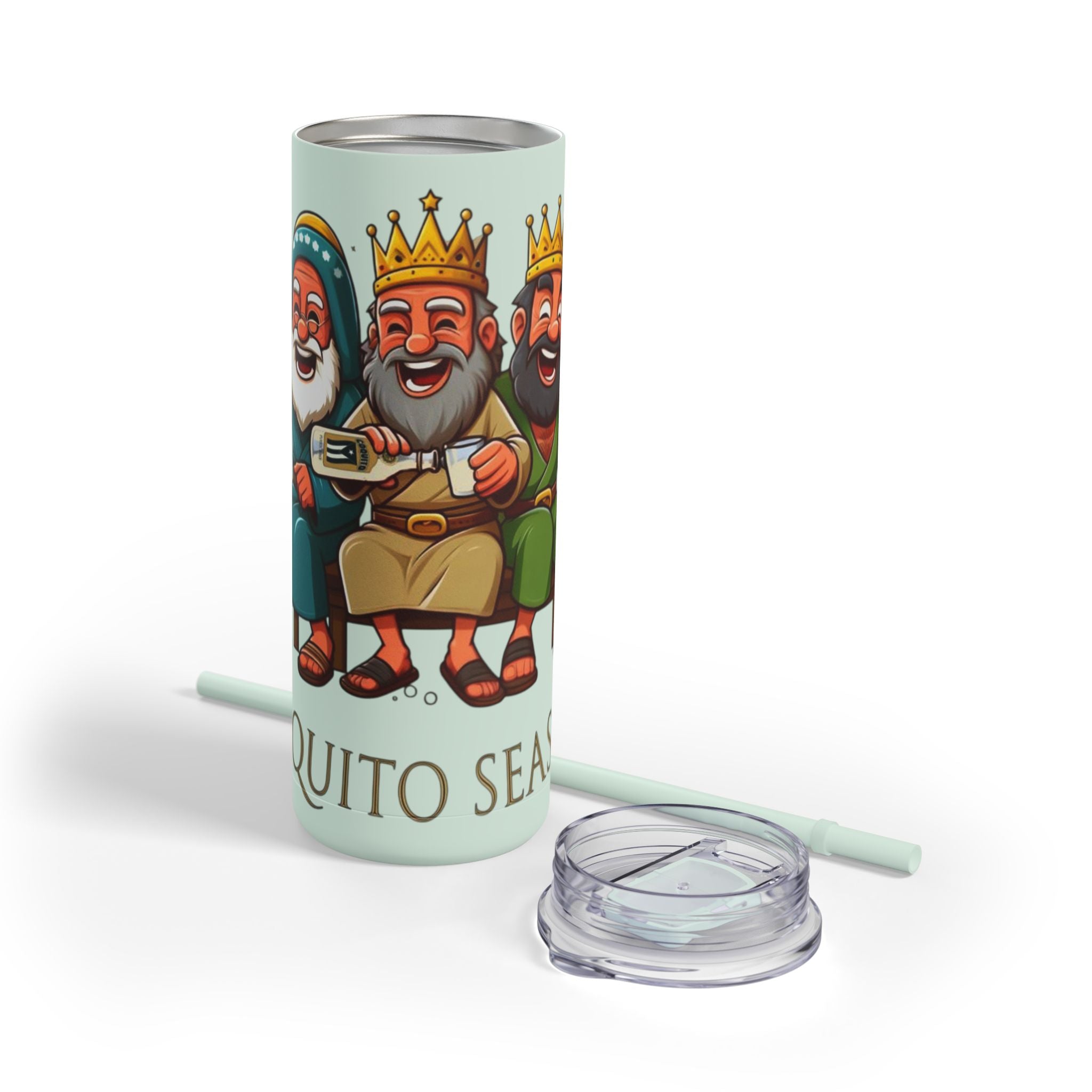 Puerto Rico Traditions Coquito Cute Skinny Matte Drink Cup | Ideal for Parties, Gifts, and Everyday Use | Fun King Design - Metamorphosis Creations