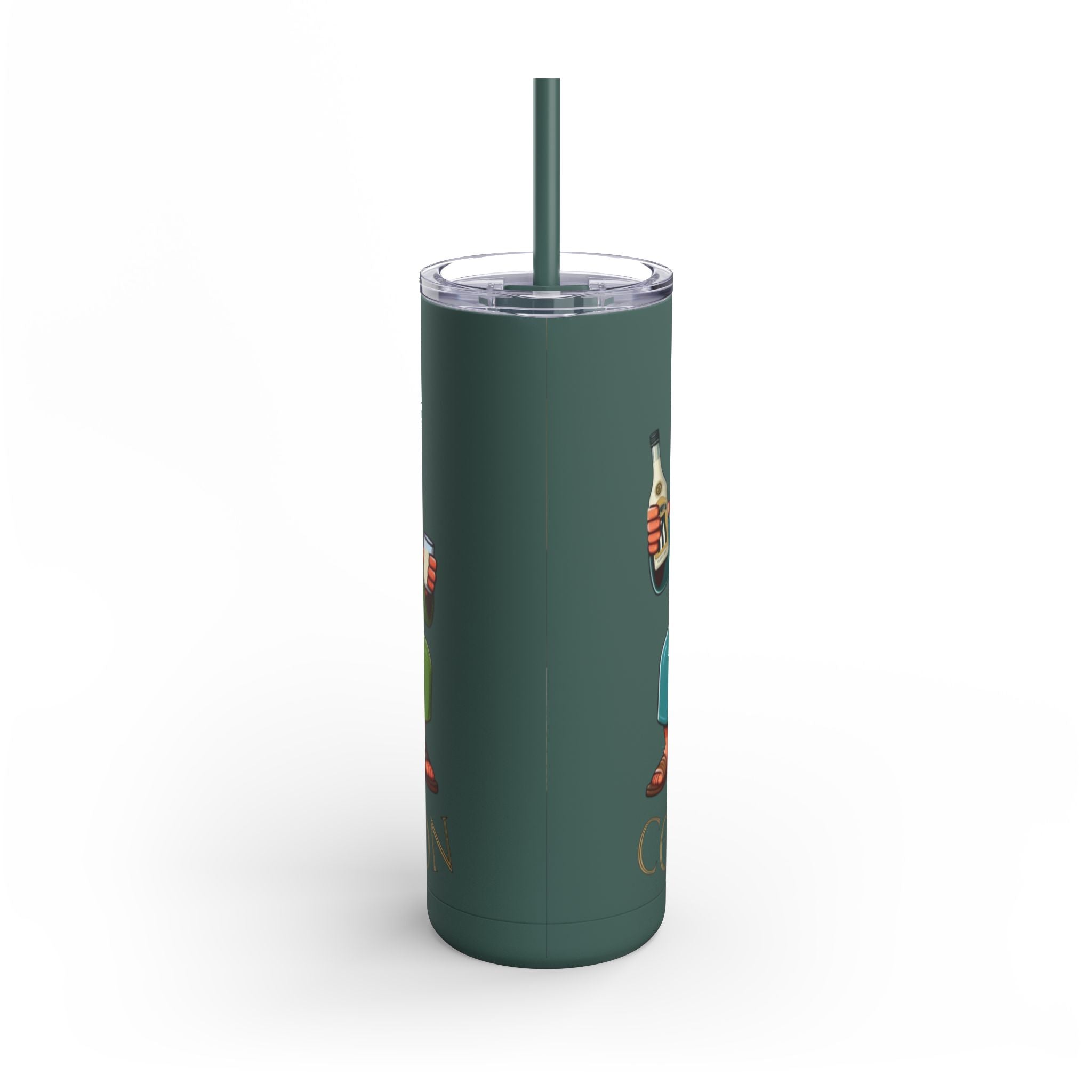 Puerto Rico Traditions Coquito Cute Skinny Matte Drink Cup | Ideal for Parties, Gifts, and Everyday Use | Fun King Design - Metamorphosis Creations