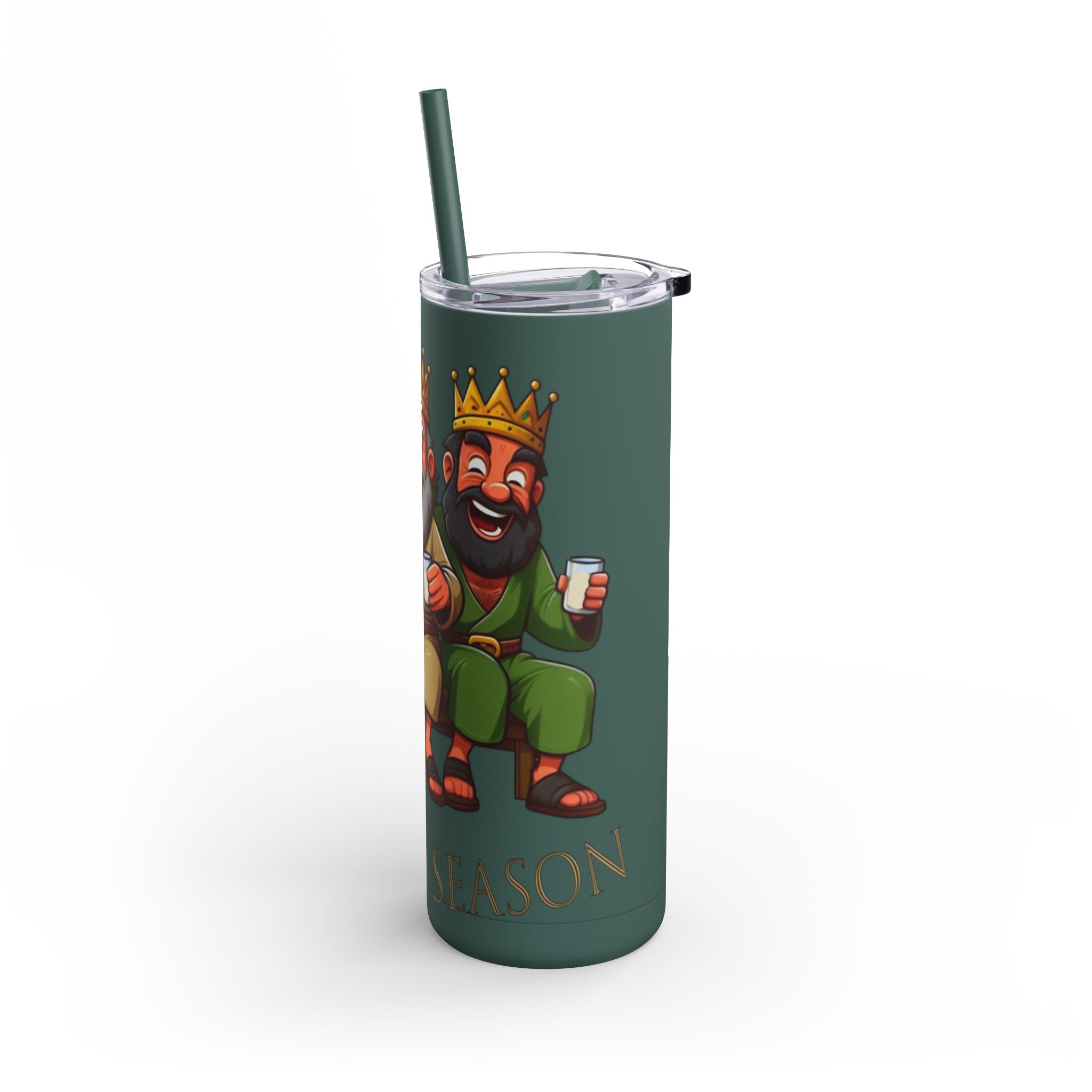 Puerto Rico Traditions Coquito Cute Skinny Matte Drink Cup | Ideal for Parties, Gifts, and Everyday Use | Fun King Design - Metamorphosis Creations