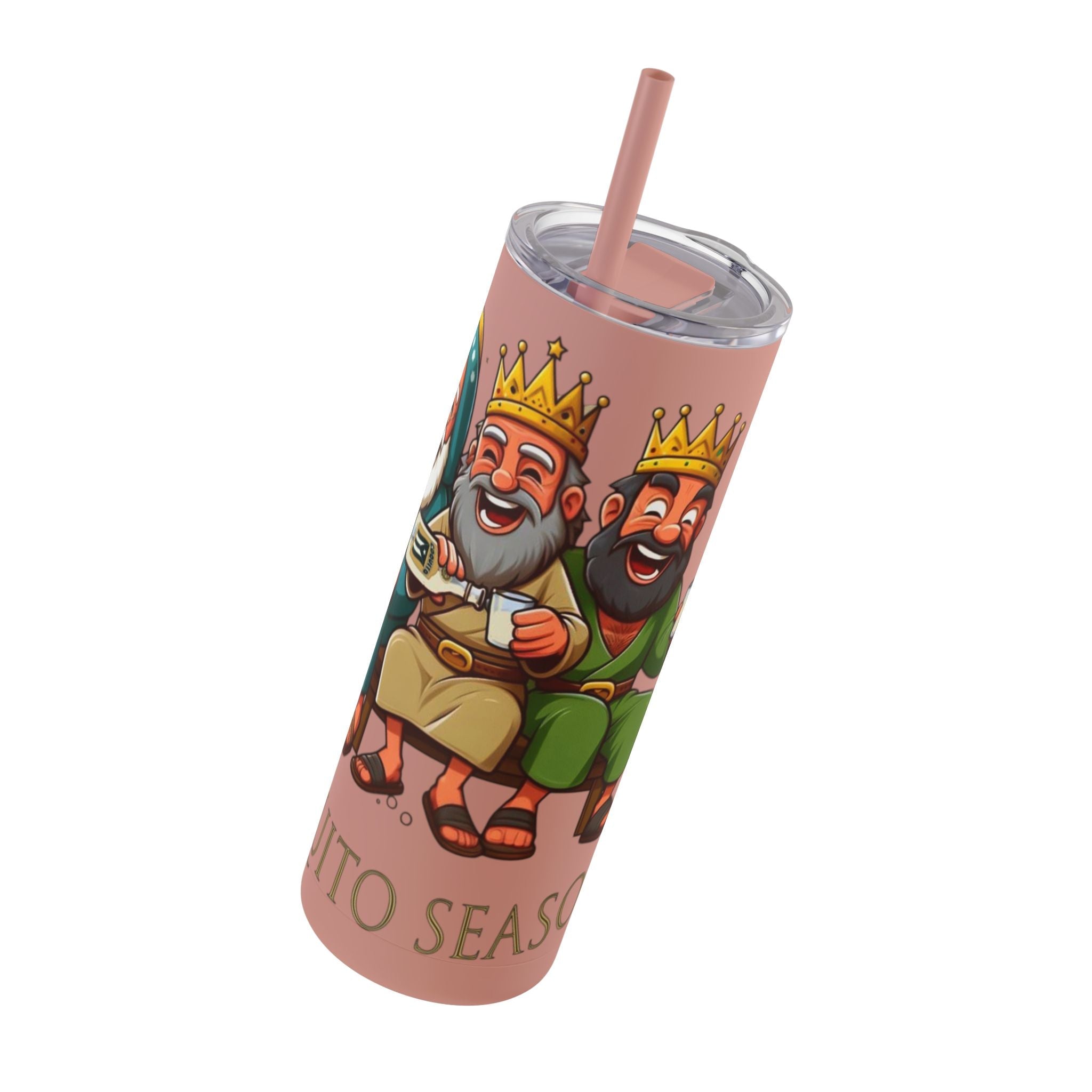 Puerto Rico Traditions Coquito Cute Skinny Matte Drink Cup | Ideal for Parties, Gifts, and Everyday Use | Fun King Design - Metamorphosis Creations