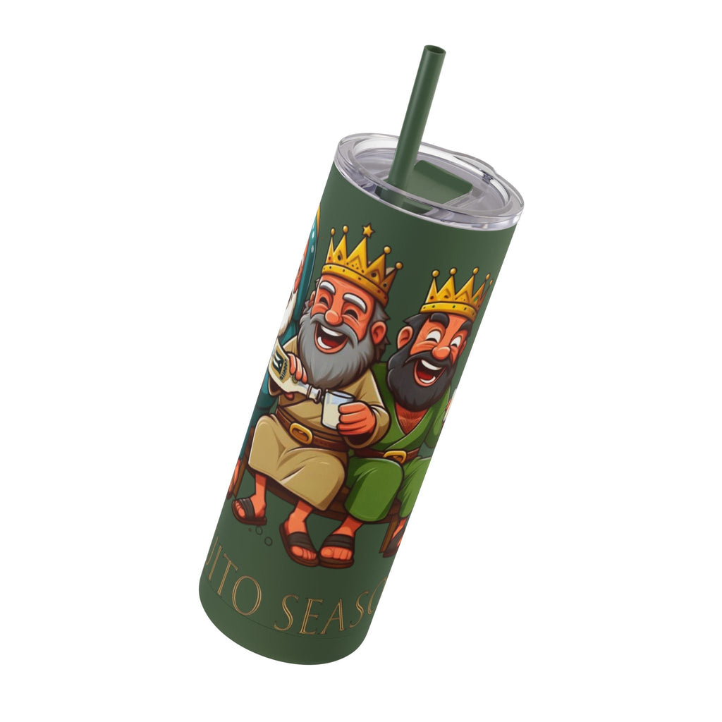 Puerto Rico Traditions Coquito Cute Skinny Matte Drink Cup | Ideal for Parties, Gifts, and Everyday Use | Fun King Design - Metamorphosis Creations