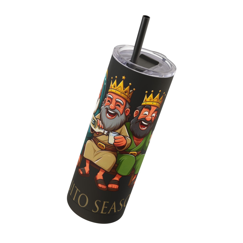Puerto Rico Traditions Coquito Cute Skinny Matte Drink Cup | Ideal for Parties, Gifts, and Everyday Use | Fun King Design - Metamorphosis Creations