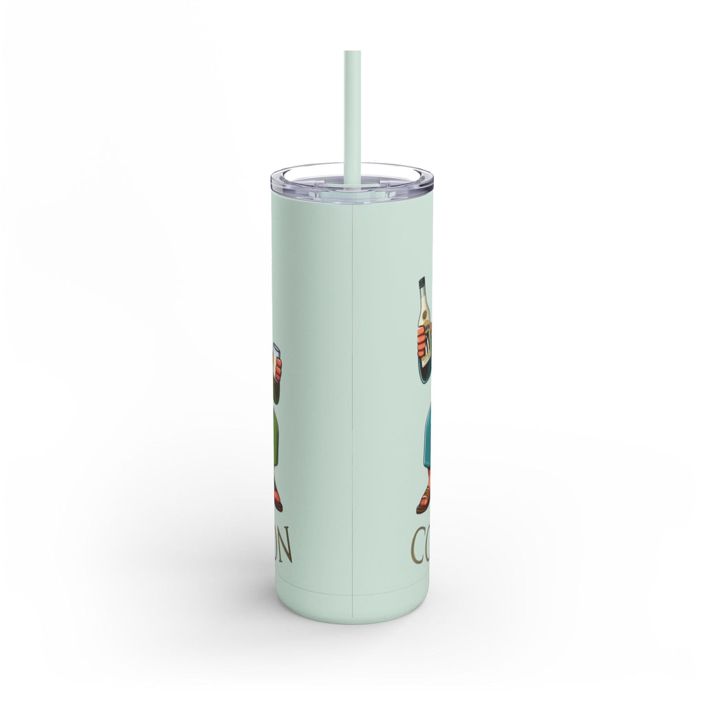 Puerto Rico Traditions Coquito Cute Skinny Matte Drink Cup | Ideal for Parties, Gifts, and Everyday Use | Fun King Design - Metamorphosis Creations
