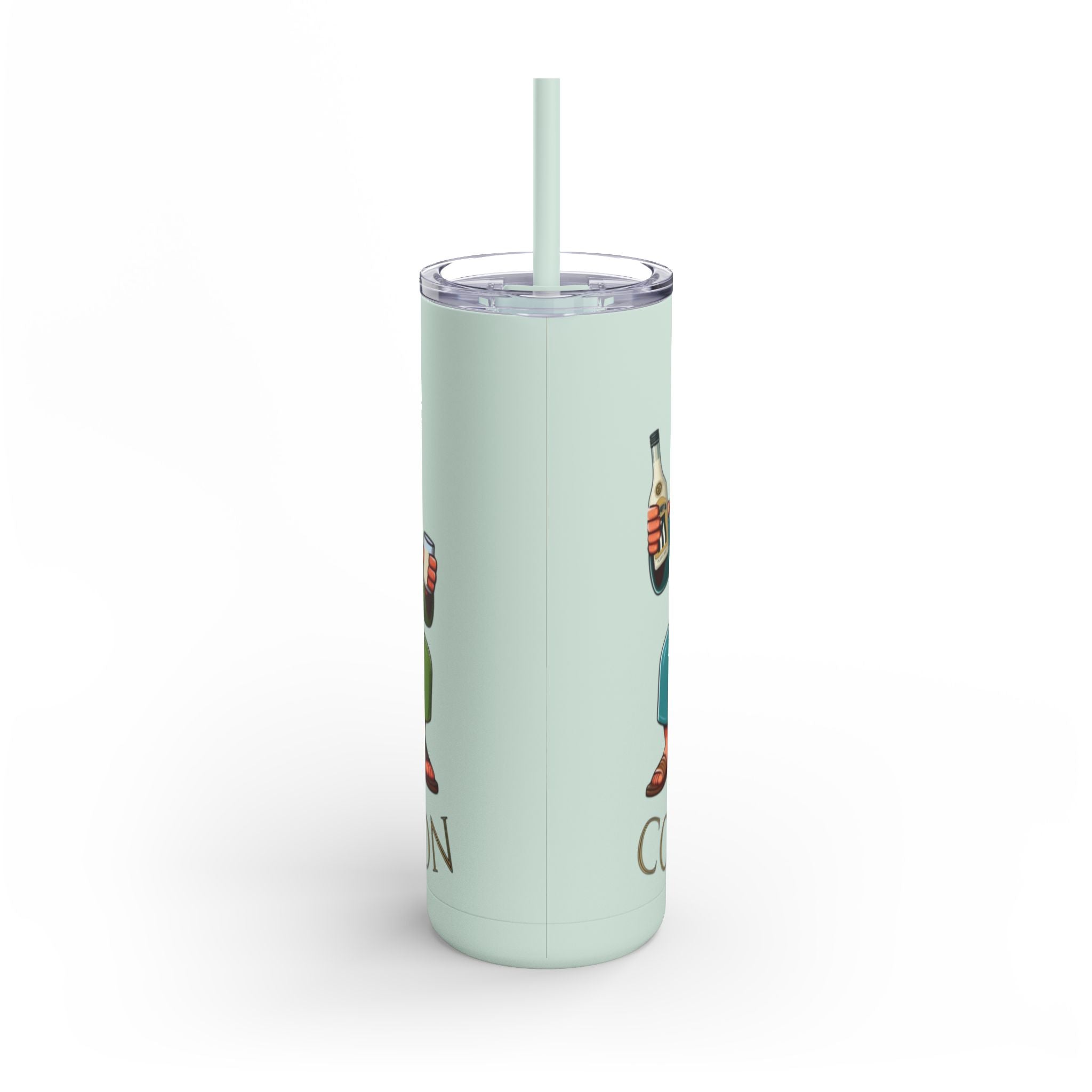 Puerto Rico Traditions Coquito Cute Skinny Matte Drink Cup | Ideal for Parties, Gifts, and Everyday Use | Fun King Design - Metamorphosis Creations