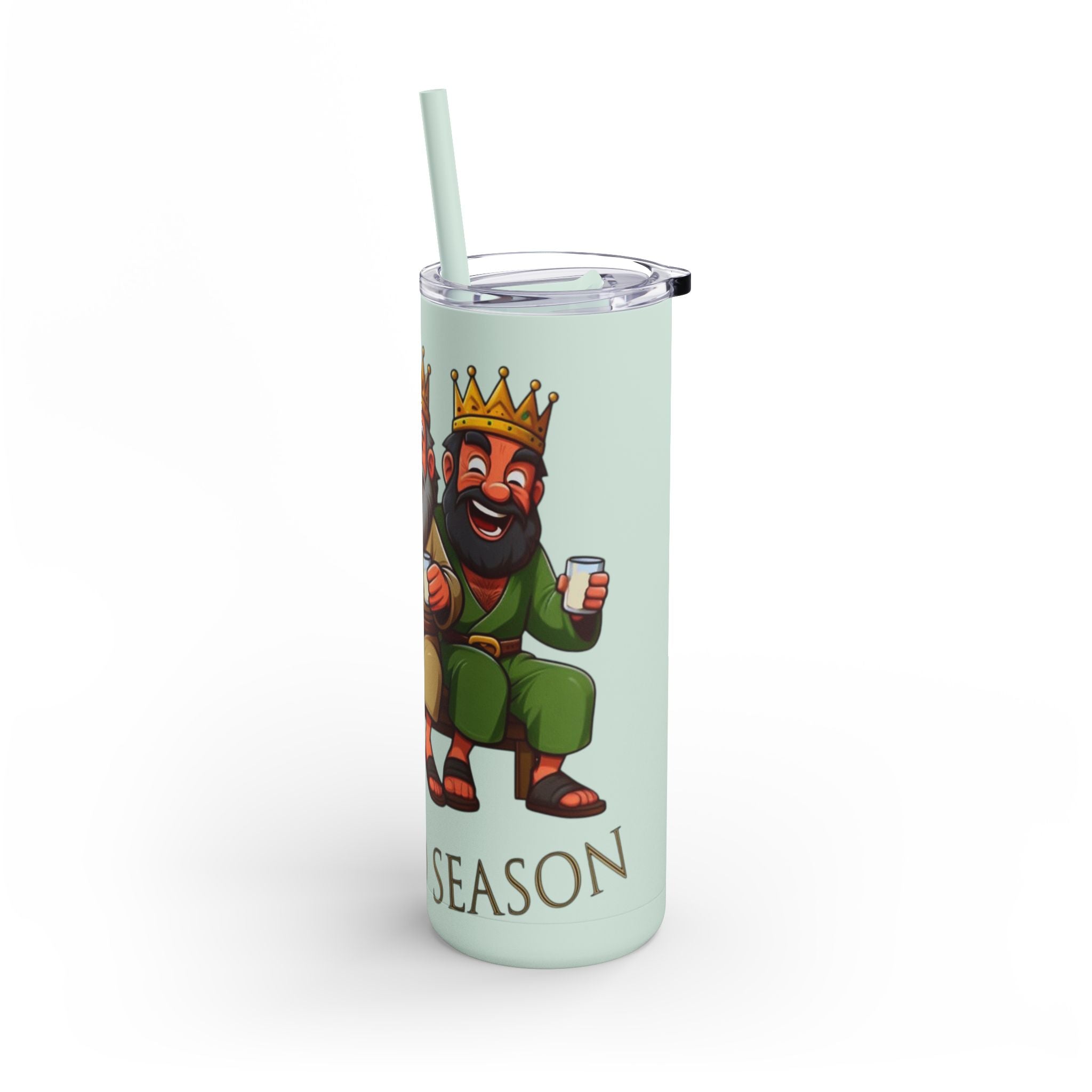 Puerto Rico Traditions Coquito Cute Skinny Matte Drink Cup | Ideal for Parties, Gifts, and Everyday Use | Fun King Design - Metamorphosis Creations