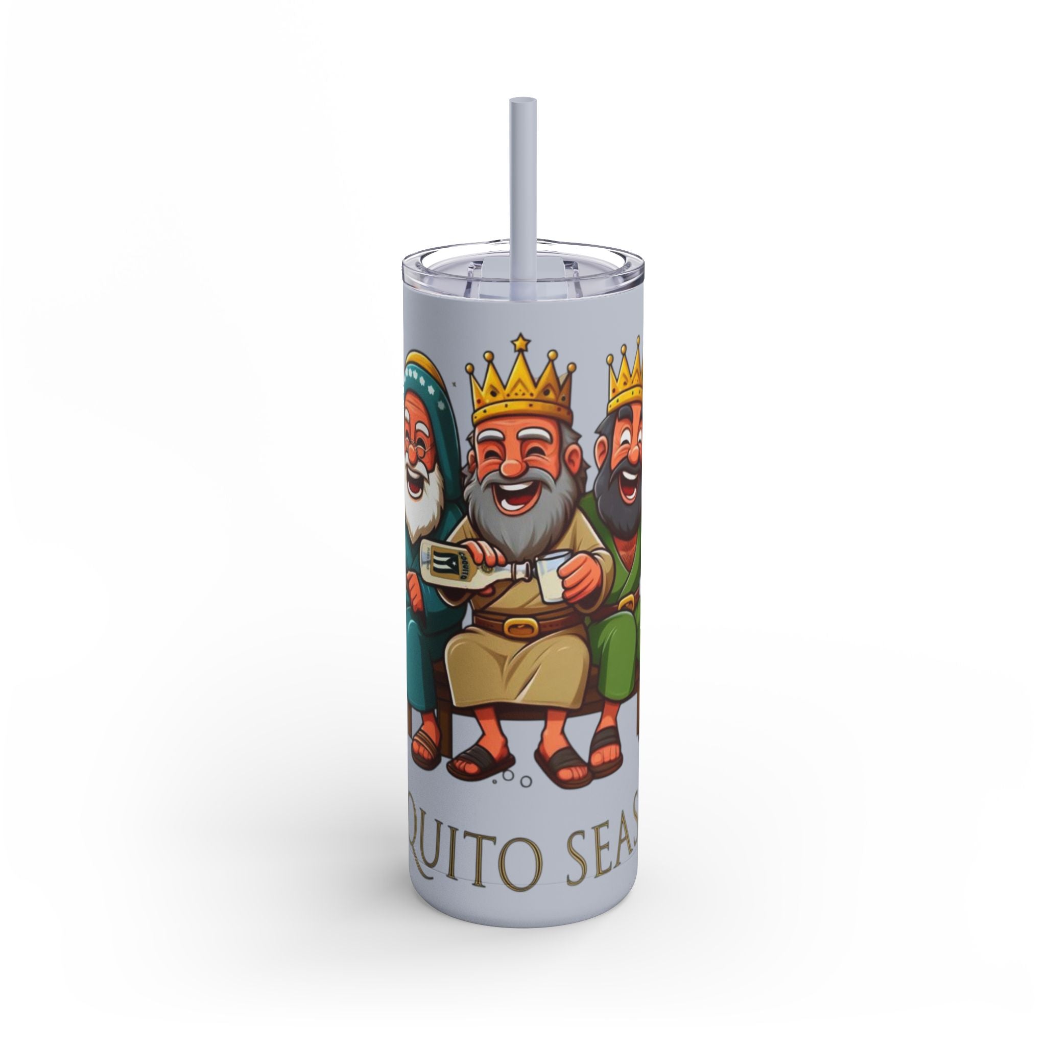 Puerto Rico Traditions Coquito Cute Skinny Matte Drink Cup | Ideal for Parties, Gifts, and Everyday Use | Fun King Design - Metamorphosis Creations