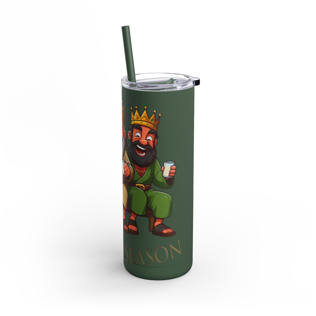 Puerto Rico Traditions Coquito Cute Skinny Matte Drink Cup | Ideal for Parties, Gifts, and Everyday Use | Fun King Design - Metamorphosis Creations